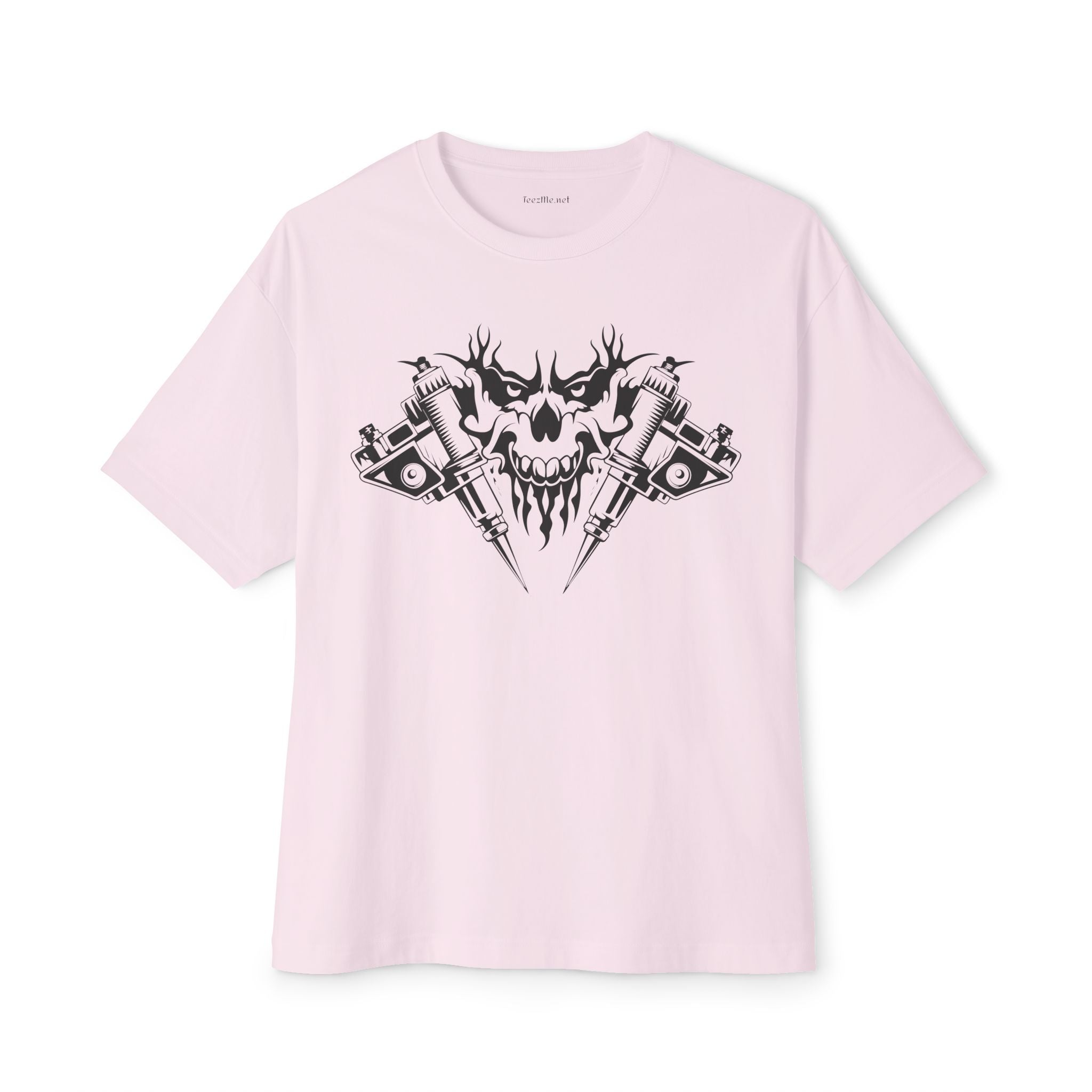 Crossed Tattoo Machine 01 Unisex Oversized Boxy Tee