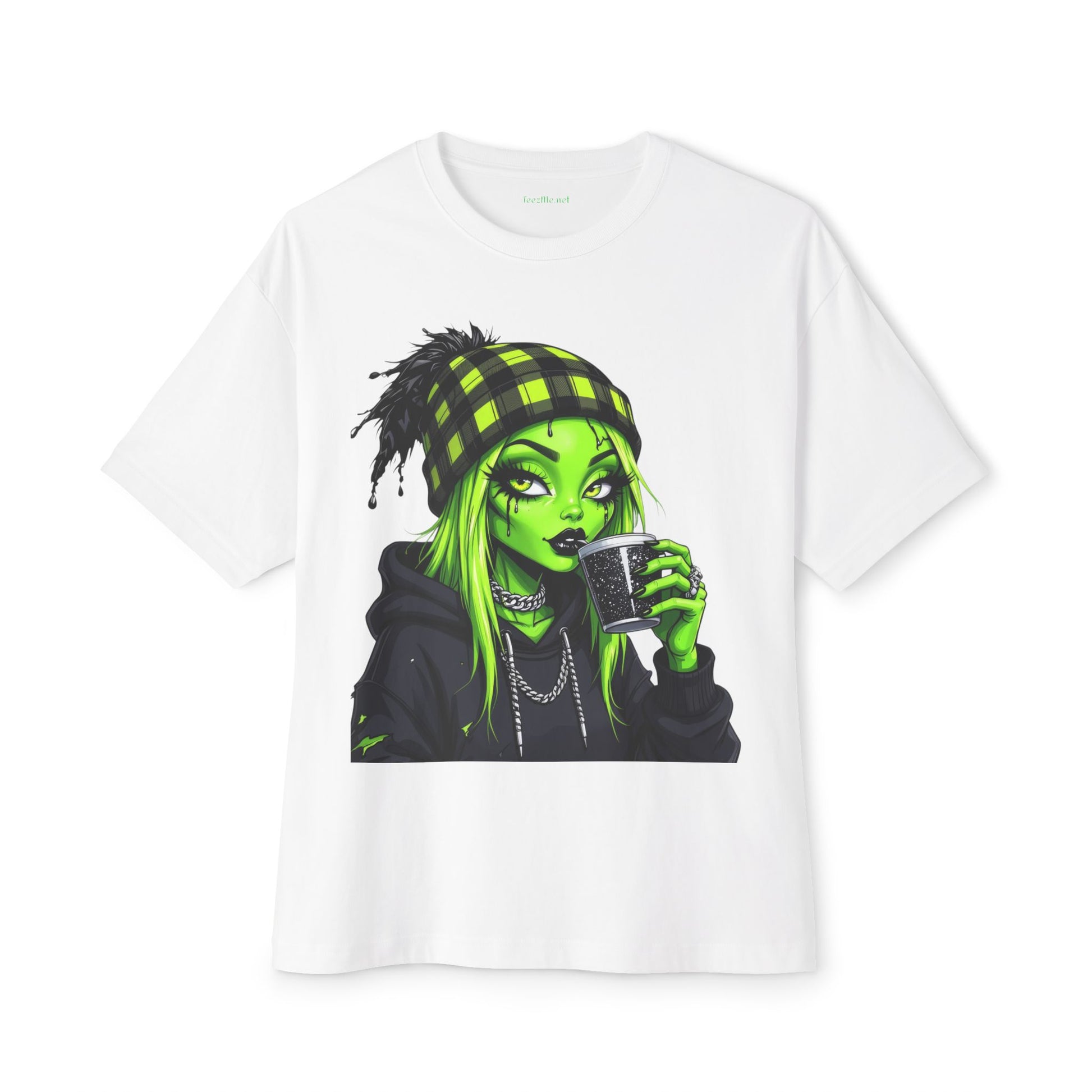 Alien Coffee Girl Unisex Oversized Boxy Tee
