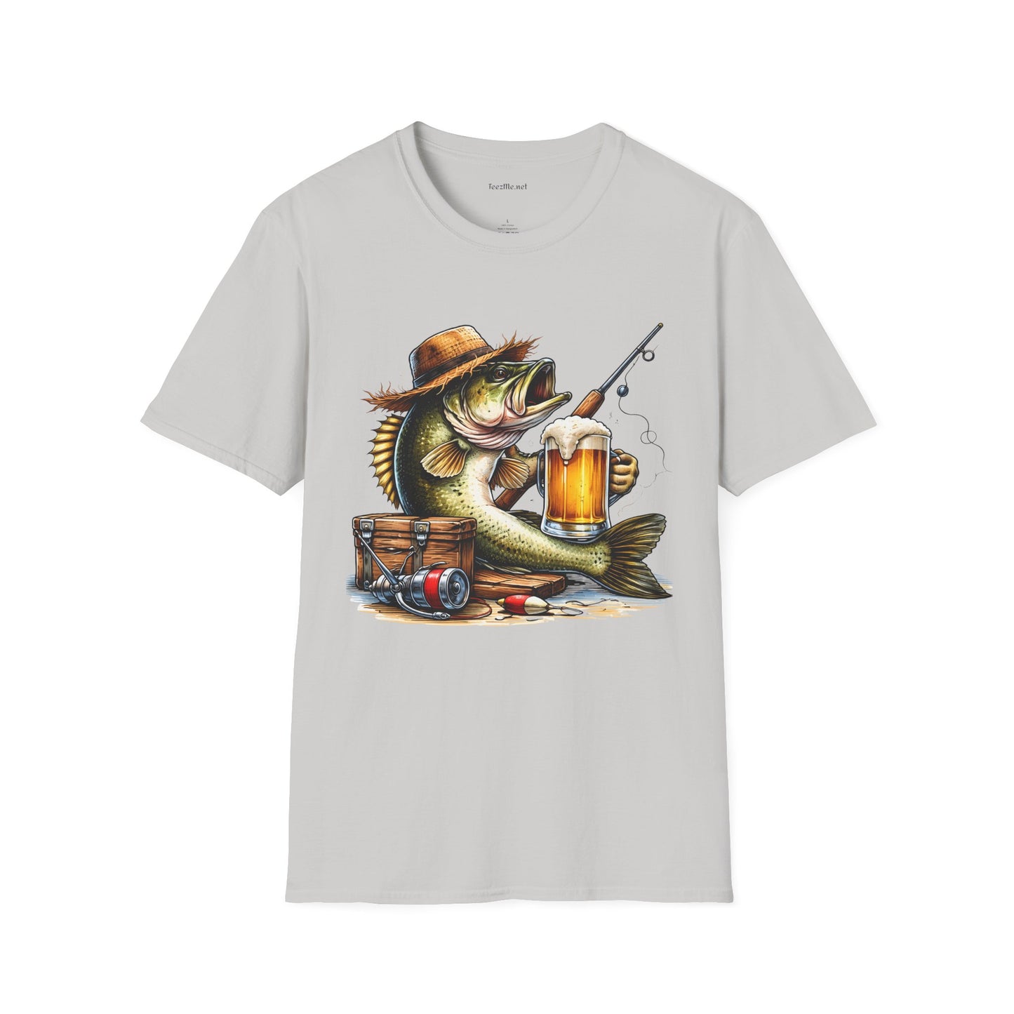 Bass Drinking Beer Unisex Soft Style T-Shirt 100% Cotton Graphic