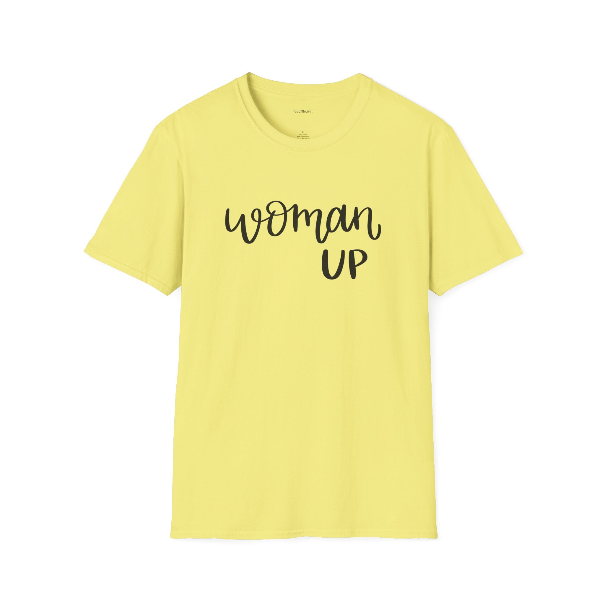 Woman Up T-Shirt — Feminist Empowerment Tee for Women, 'Woman Up' Script Design