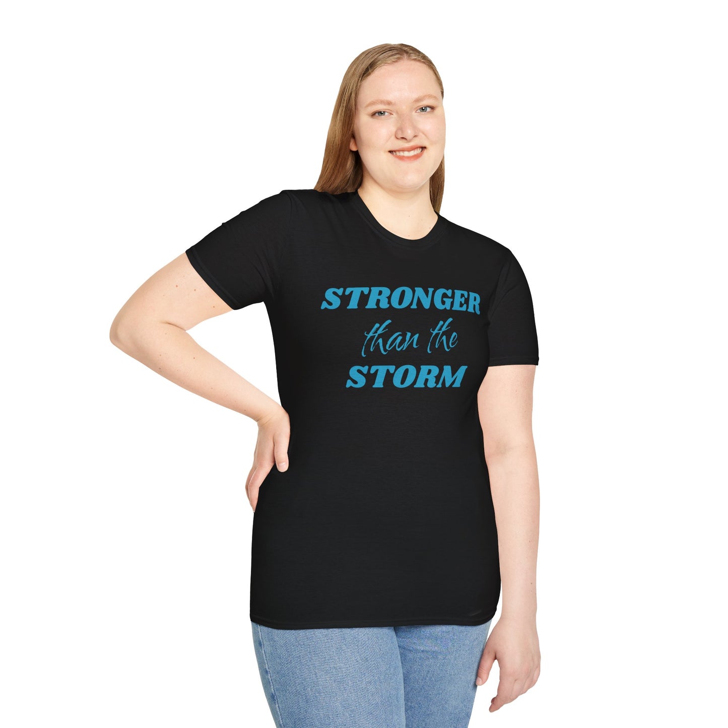 Stronger than the Storm Ovarian Cancer Unisex Softstyle T-Shirt 100% Cotton Graphic