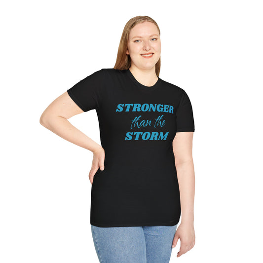 Stronger than the Storm Ovarian Cancer Unisex Softstyle T-Shirt 100% Cotton Graphic