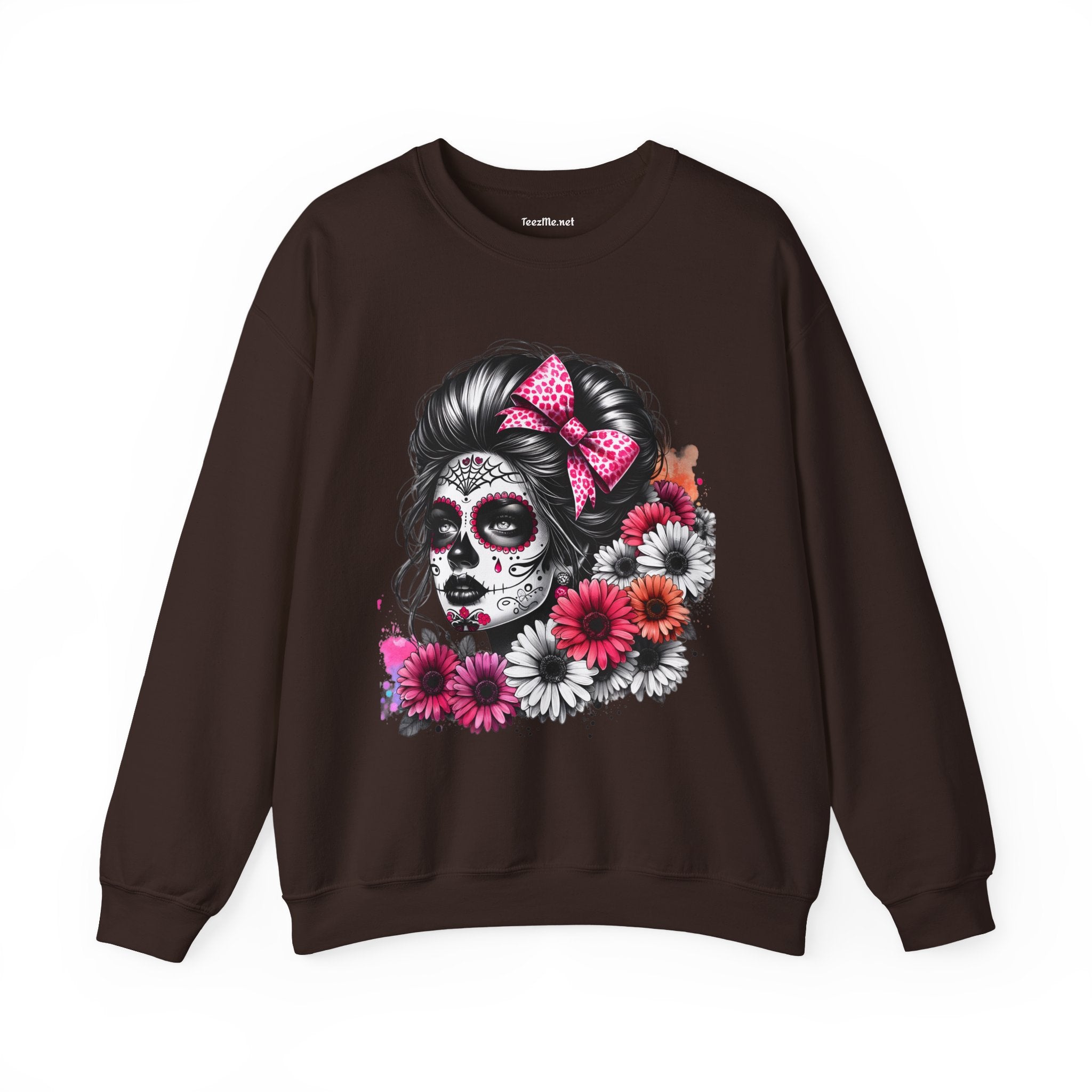 Day of the Dead Woman Sugar Skull Unisex Heavy Blend™ Crewneck Sweatshirt Graphic