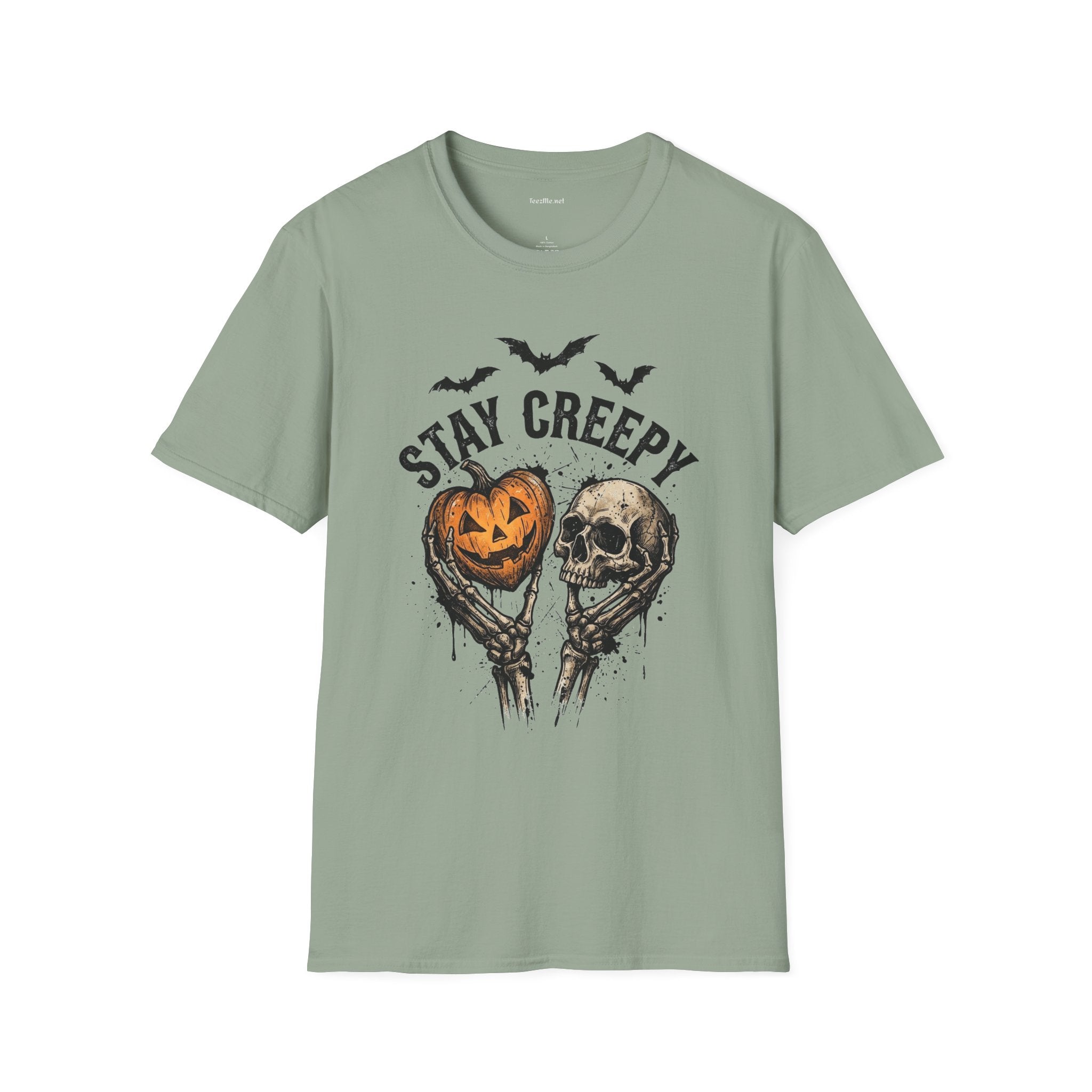 Stay Creepy Halloween T-Shirt — Pumpkin & Skull Spooky Graphic Tee