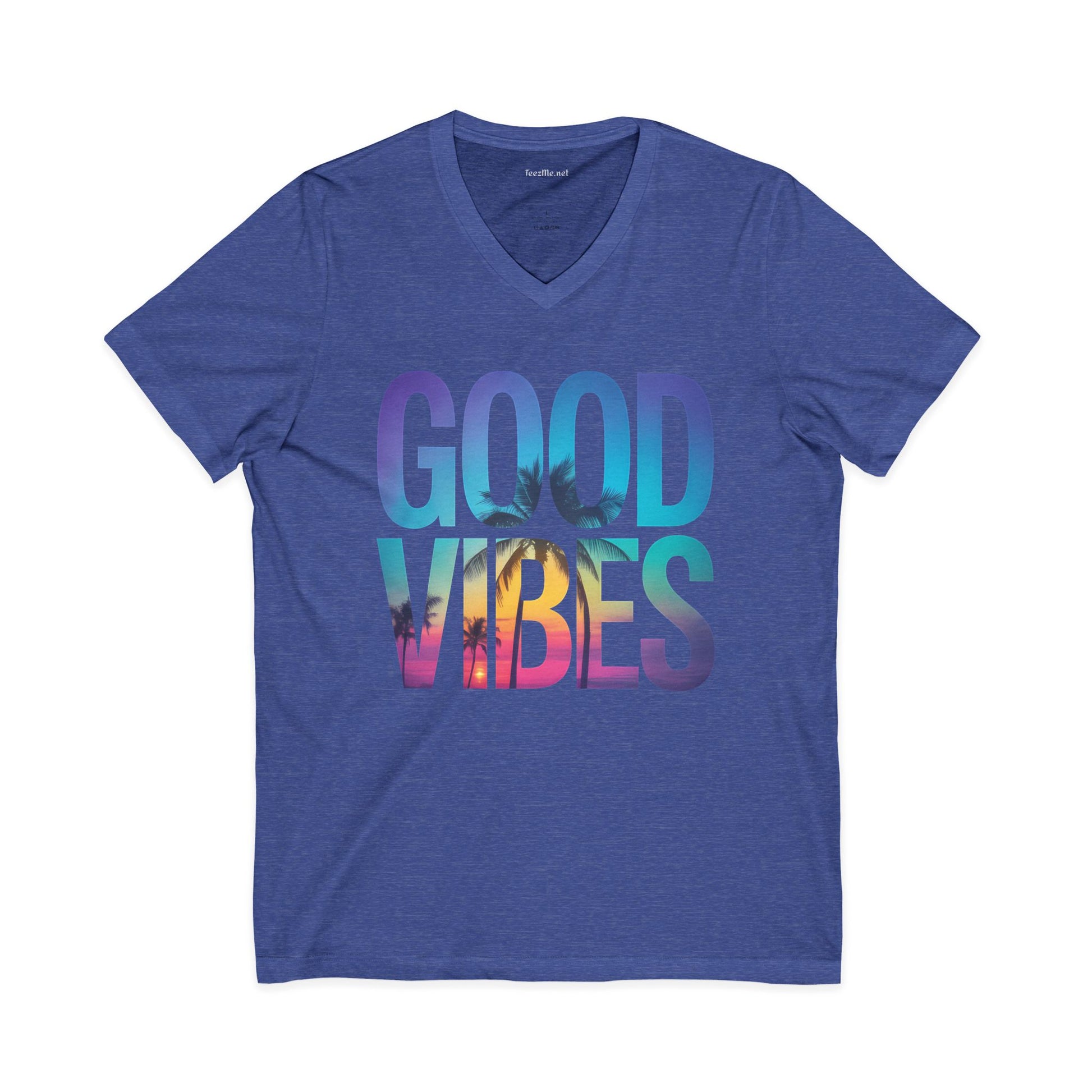 Good Vibes Palm - Unisex Jersey Short Sleeve V-Neck Tee