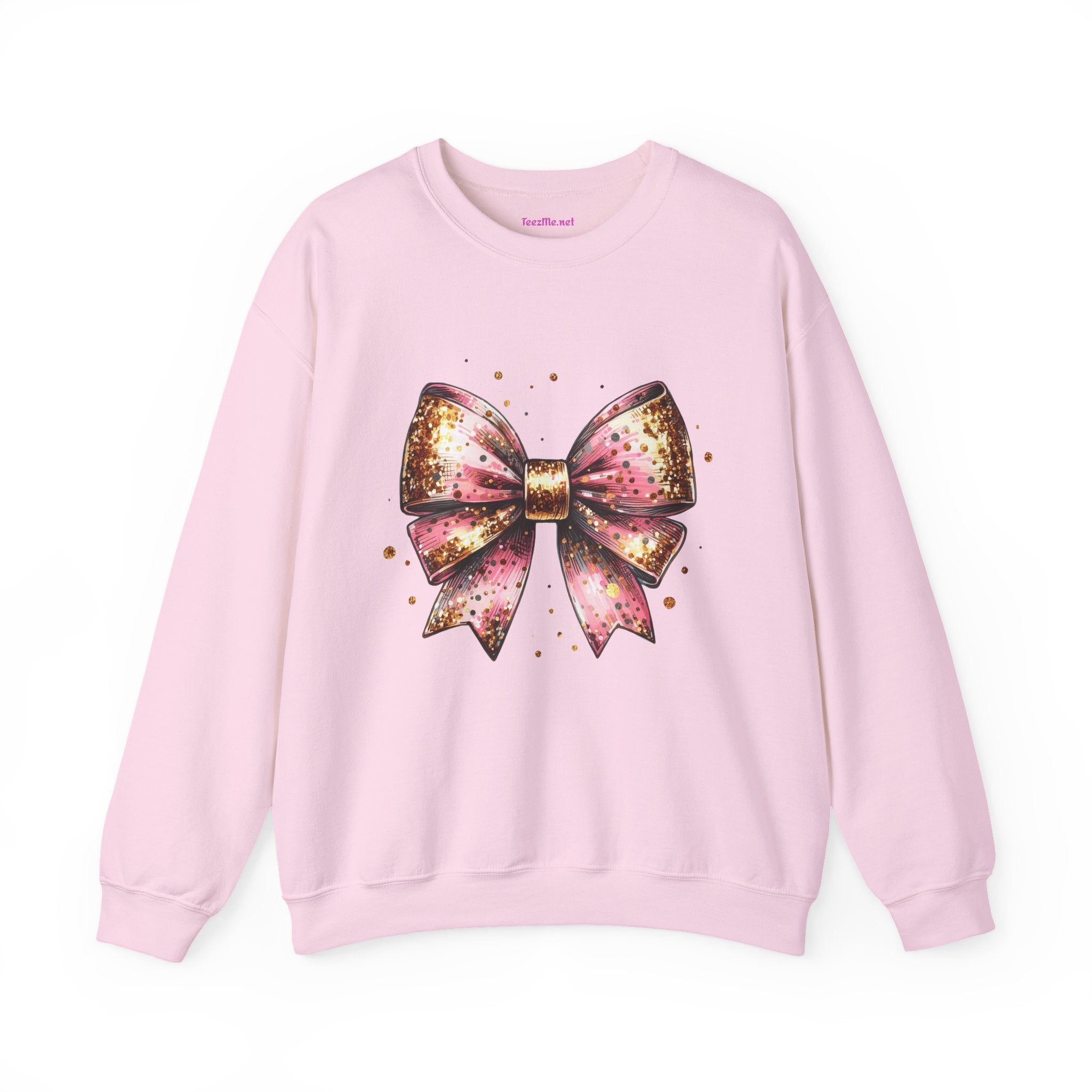 Pink and Gold Bow Unisex Heavy Blend™ Crewneck Sweatshirt Graphic