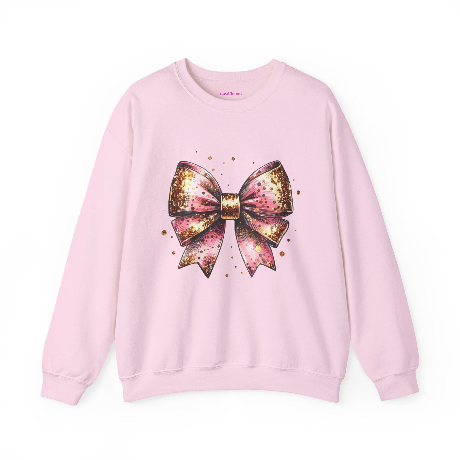 Pink and Gold Bow Unisex Heavy Blend™ Crewneck Sweatshirt Graphic
