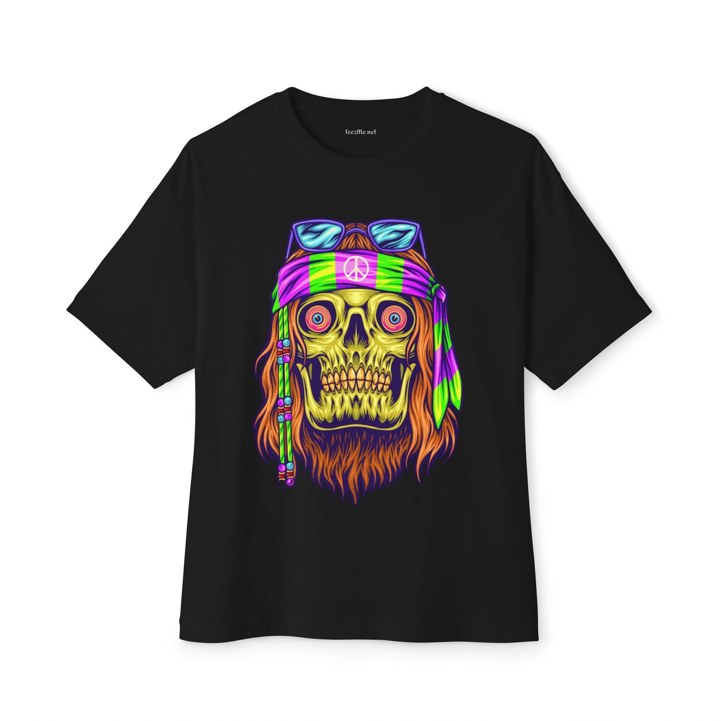 Psychedelic Hippie Skull Unisex Oversized Boxy Tee