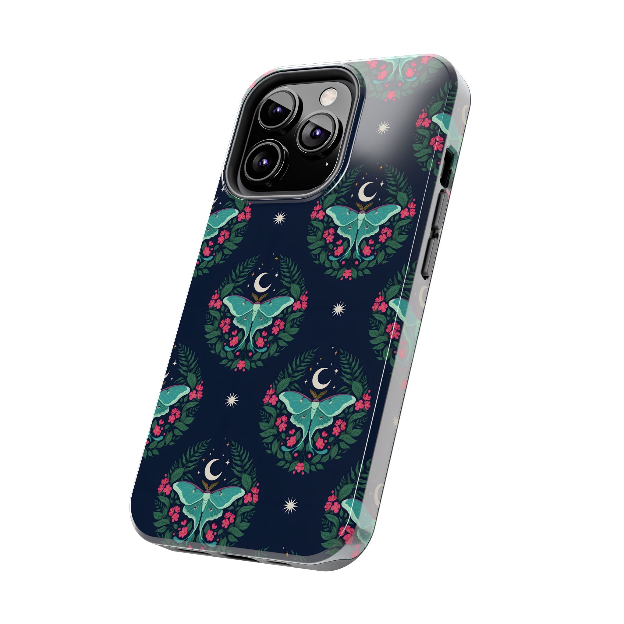 Moon Moth Tough Phone Case — Botanical Nightscape Protective Cover