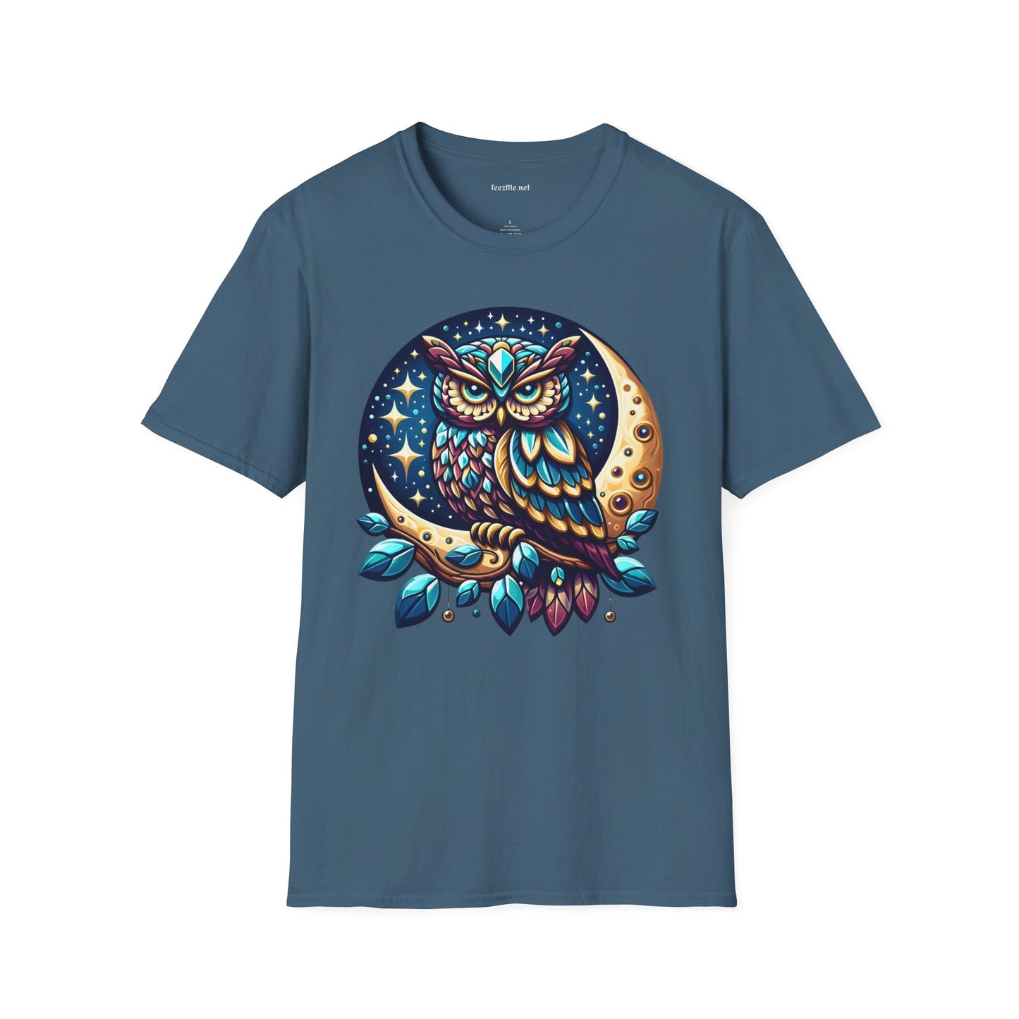 Jeweled Moon Owl Unisex Softstyle T-Shirt 100% Cotton
