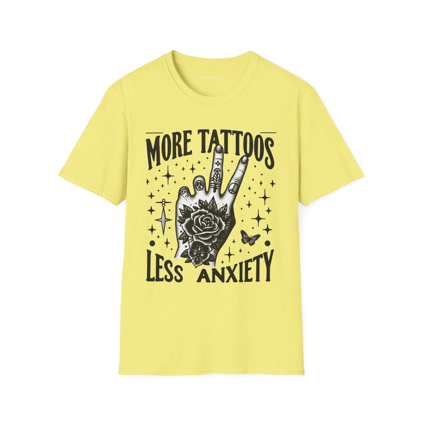 More Tattoos Less Anxiety Unisex Soft Style T-Shirt 100% Cotton Graphic