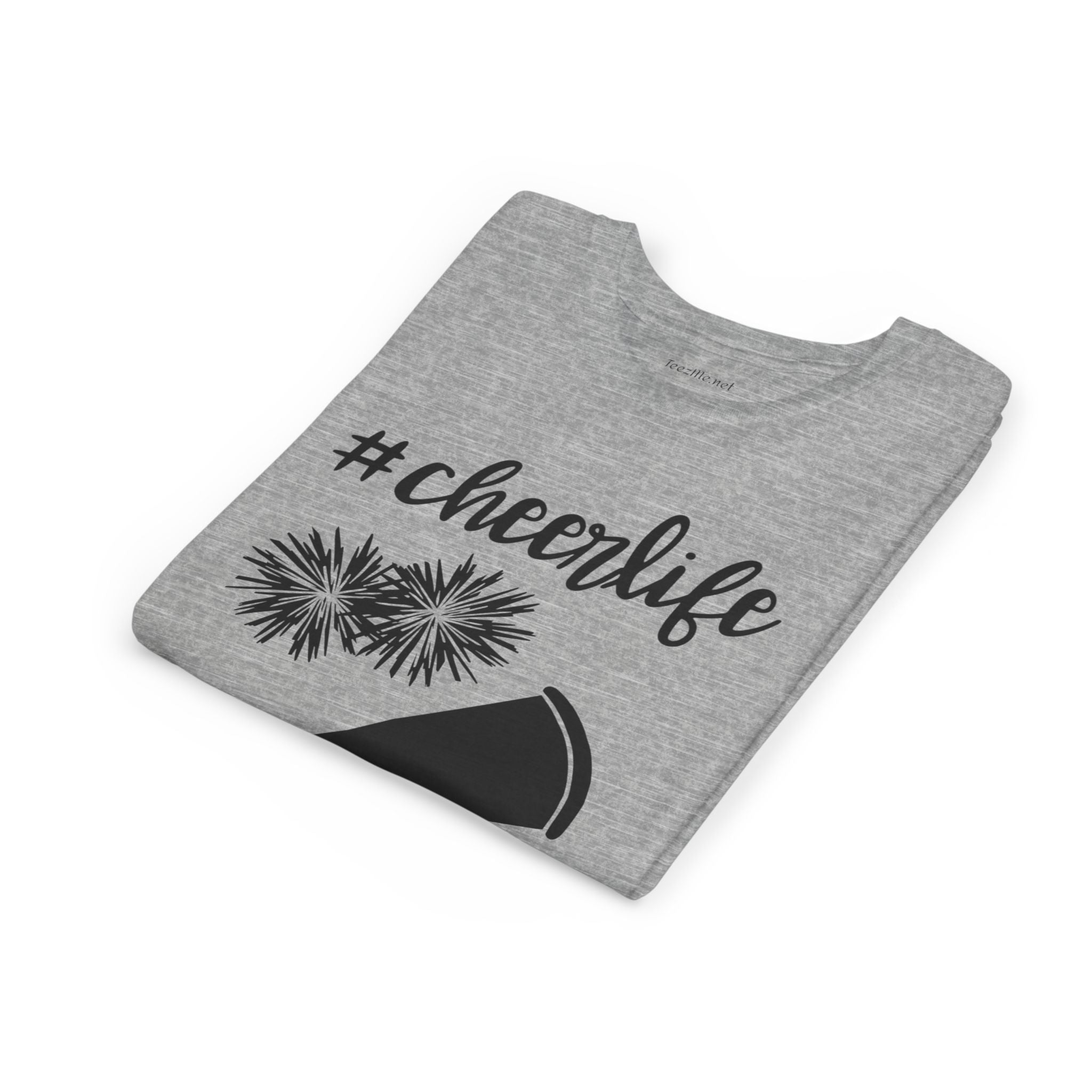 Youth Cheer Tee - “#cheerlife” Megaphone & Pom Design