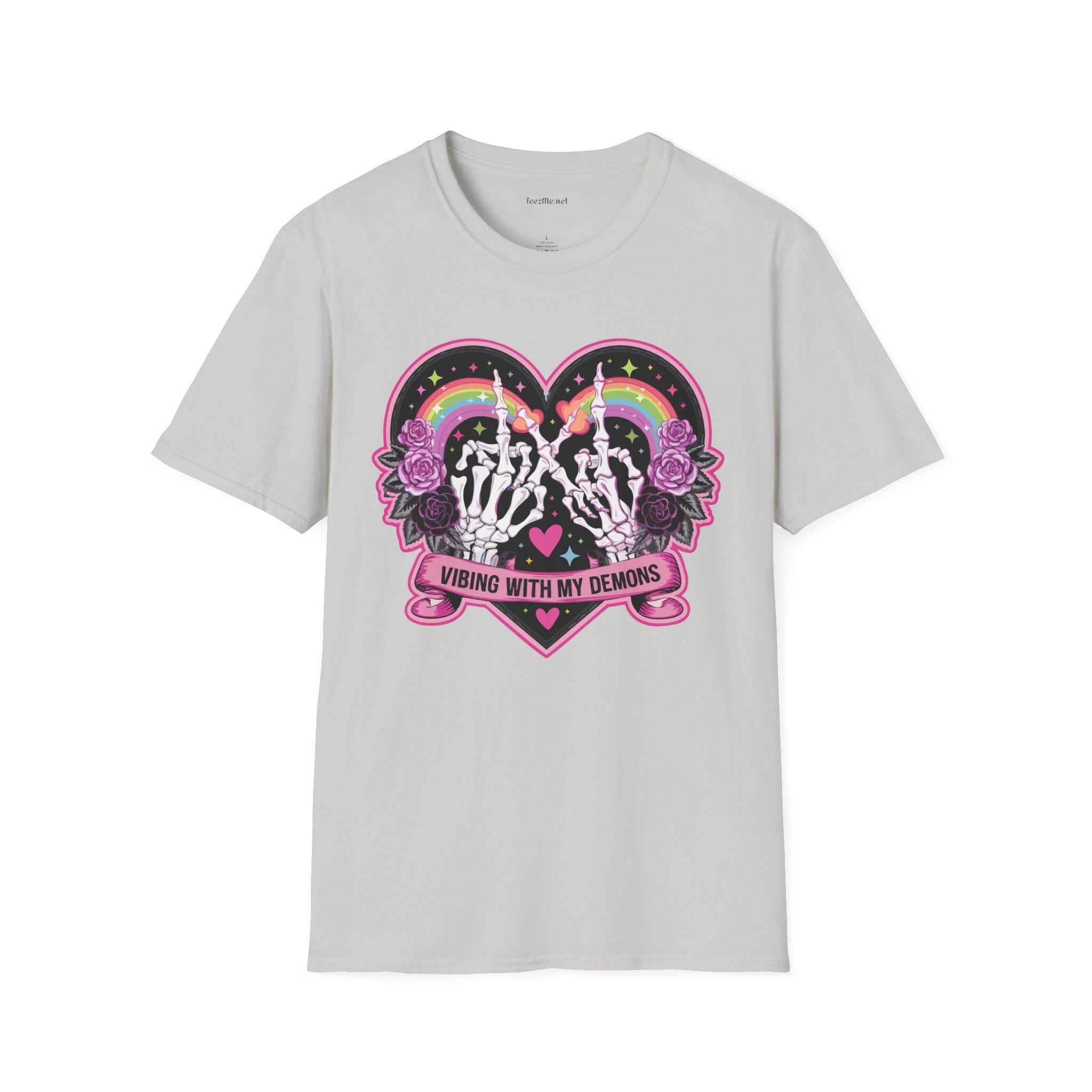 Vibing with My Demons Unisex Softstyle T-Shirt 100% Cotton Graphic