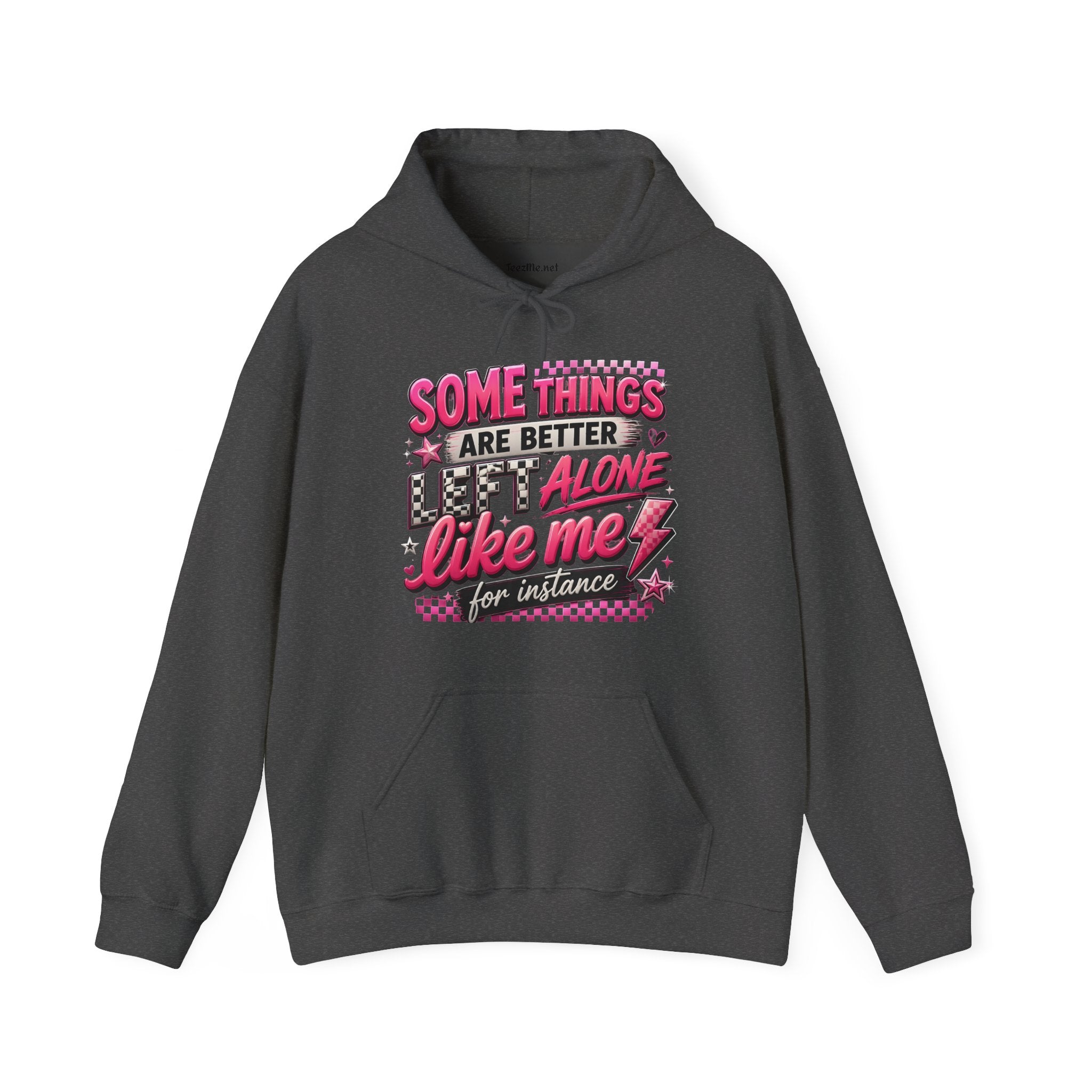 Hoodie — "Some Things Are Better Alone Like Me" Pink Retro Graphic Hoodie