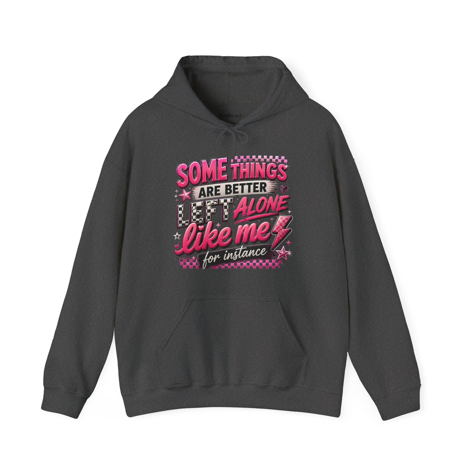 Hoodie — "Some Things Are Better Alone Like Me" Pink Retro Graphic Hoodie