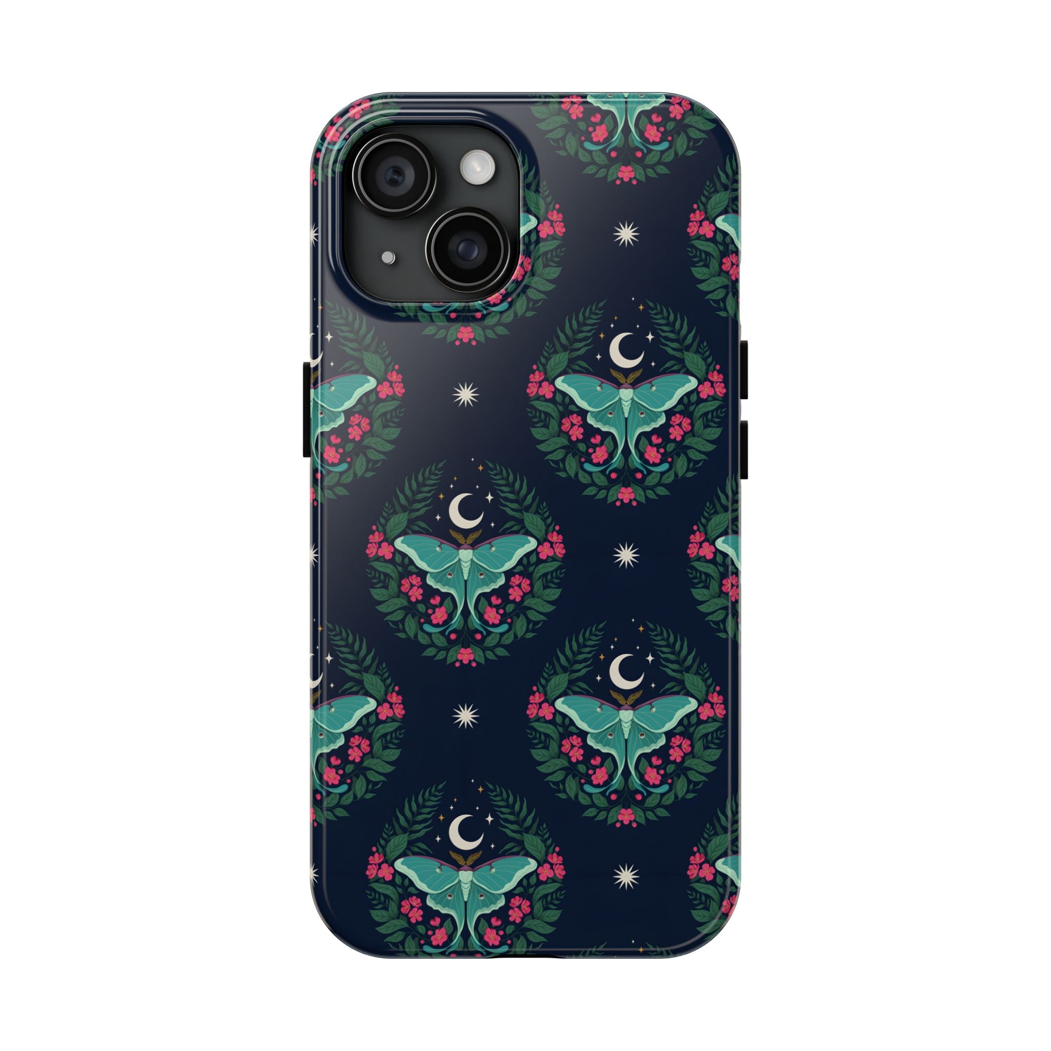 Moon Moth Tough Phone Case — Botanical Nightscape Protective Cover