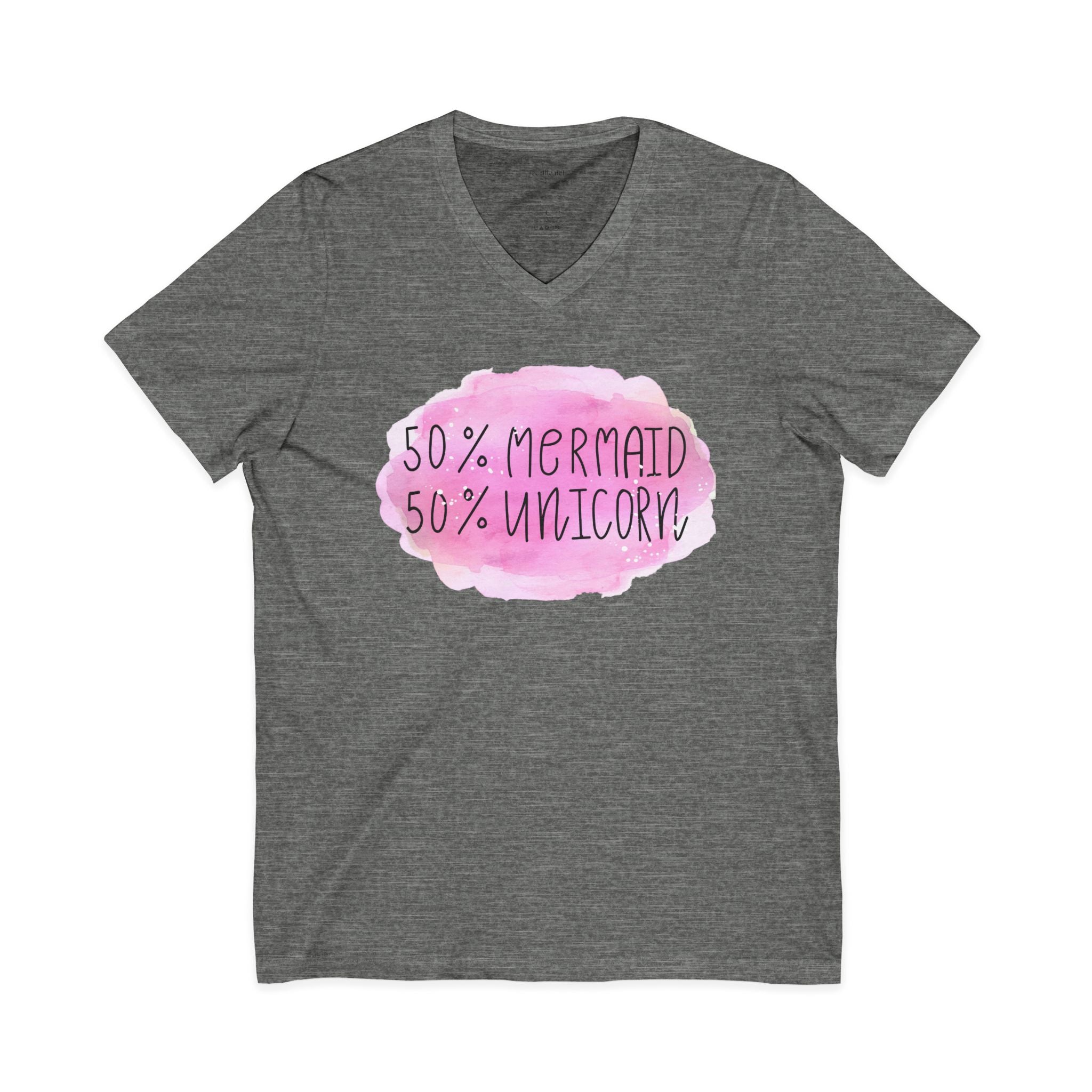 50% Mermaid 50% Unicorn - Unisex Jersey Short Sleeve V-Neck Tee