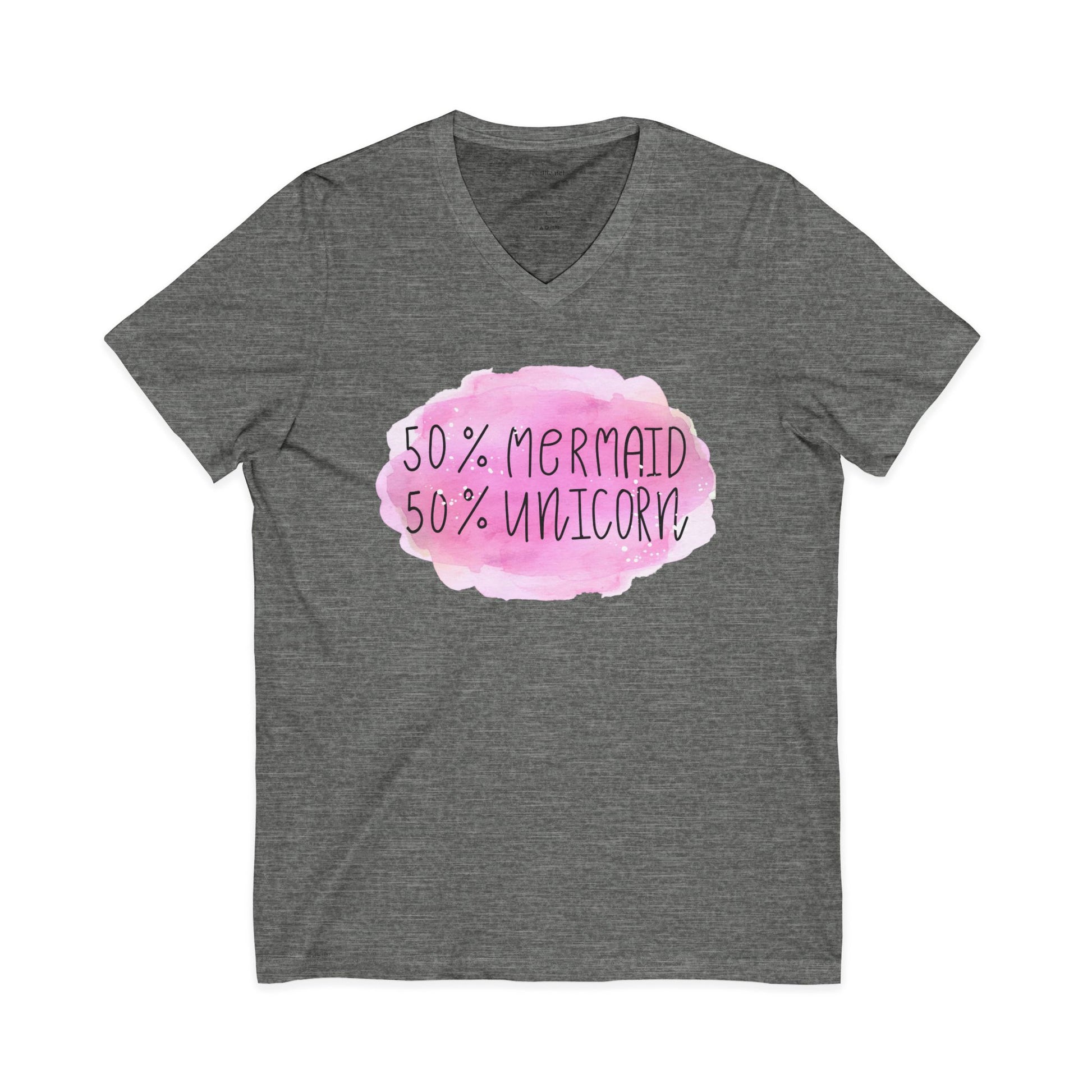 50% Mermaid 50% Unicorn - Unisex Jersey Short Sleeve V-Neck Tee