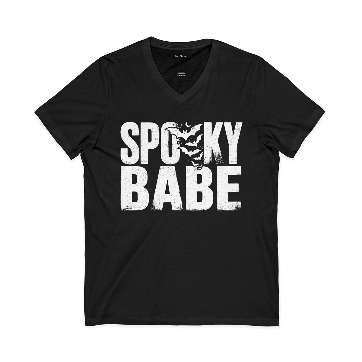 Spooky Babe V-Neck Tee — Halloween Graphic T-Shirt for Women