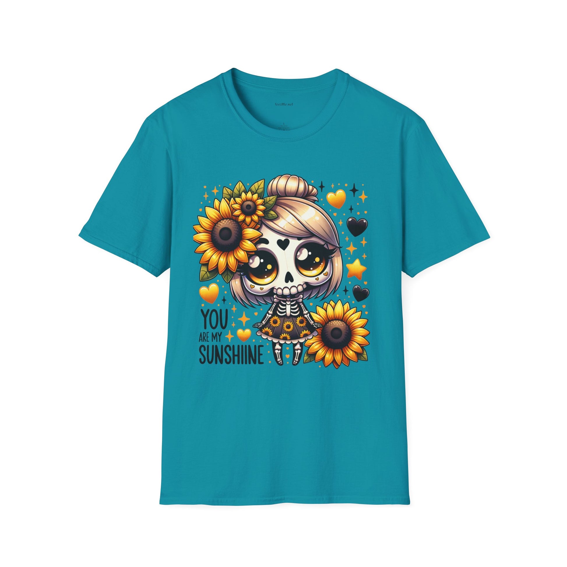Sunflower Day of the Dead Tee — "You Are My Sunshine" Cute Sugar Skull Shirt
