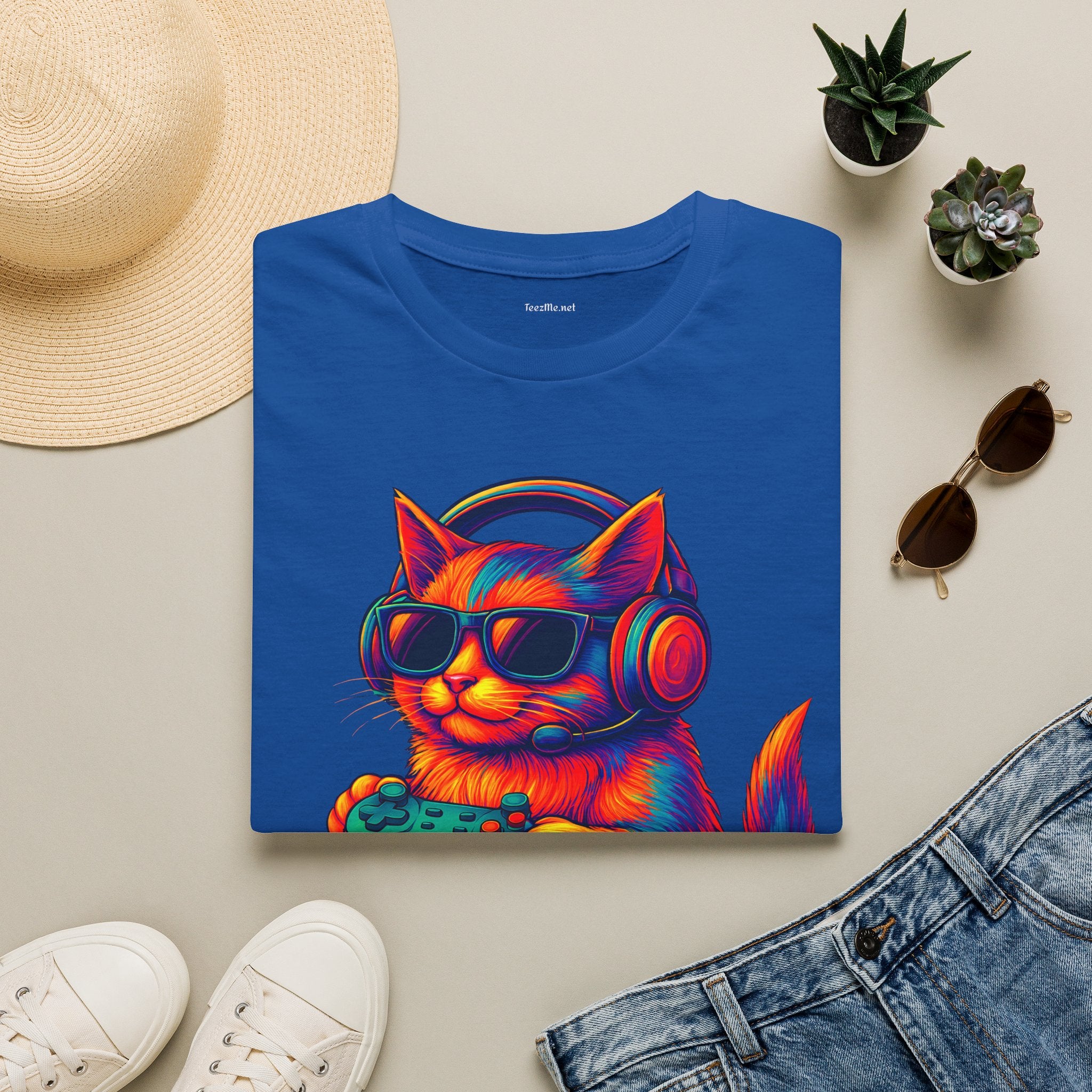 Cat Gamer Video Unisex Softstyle T-Shirt 100% Cotton Graphic