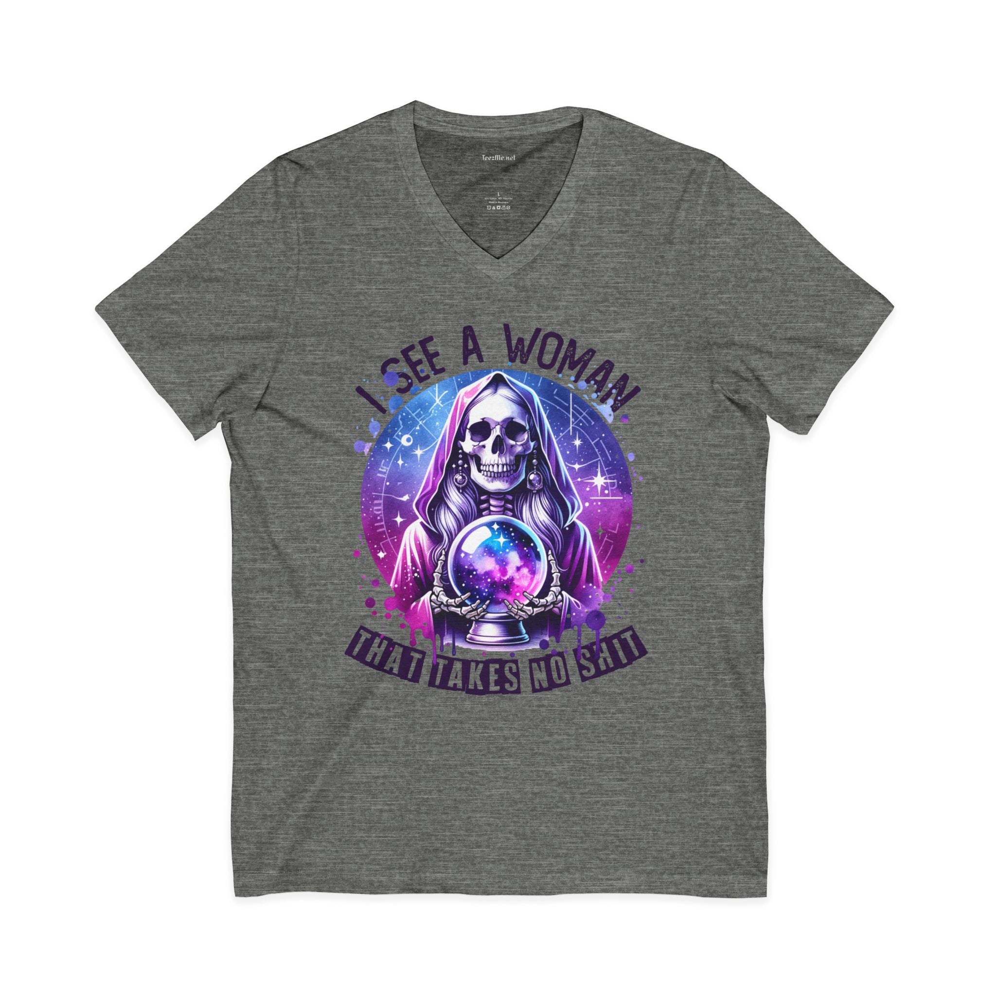 I See A Woman That Takes No Shit Tarot Unisex Jersey Short Sleeve V-Neck Tee