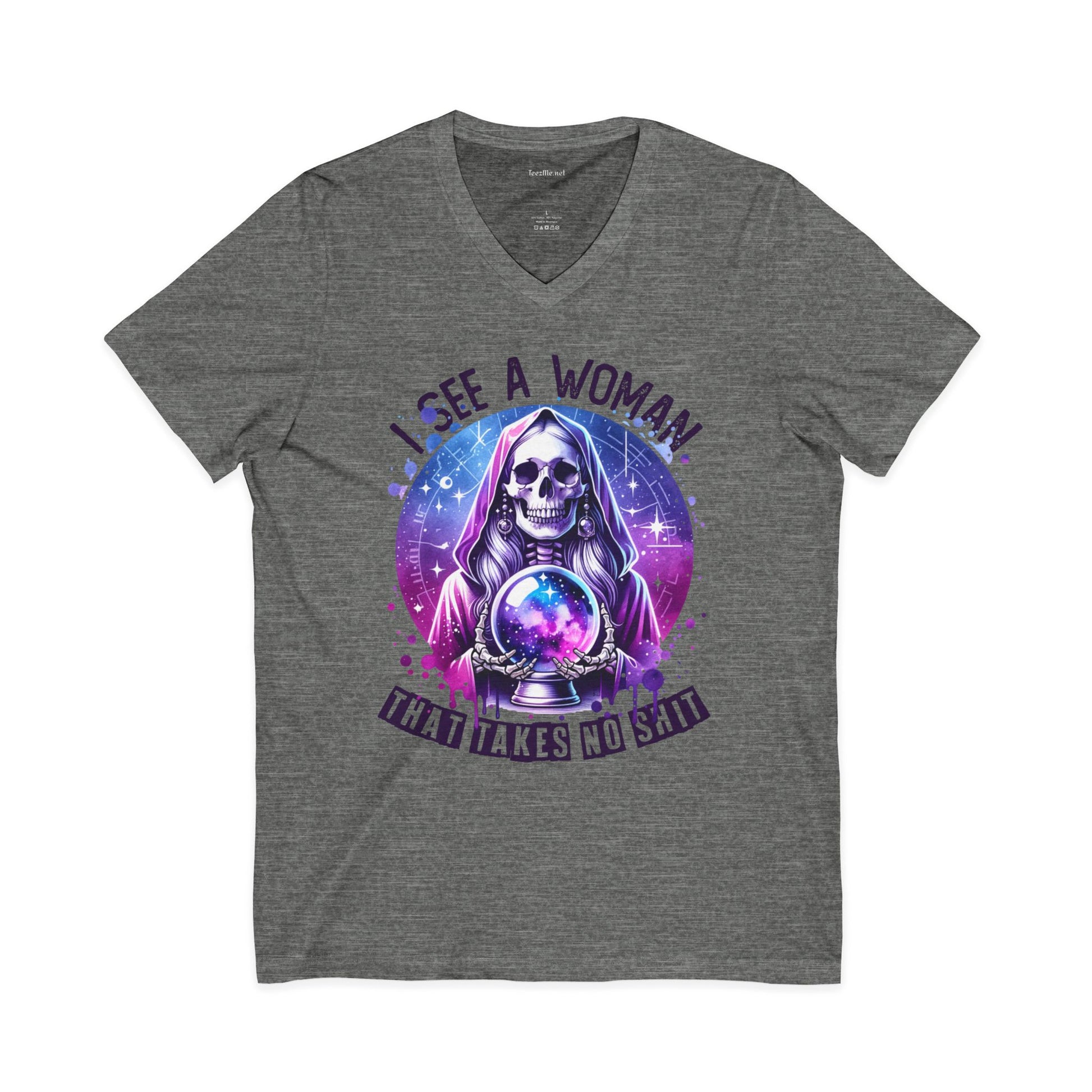 I See A Woman That Takes No Shit Tarot Unisex Jersey Short Sleeve V-Neck Tee