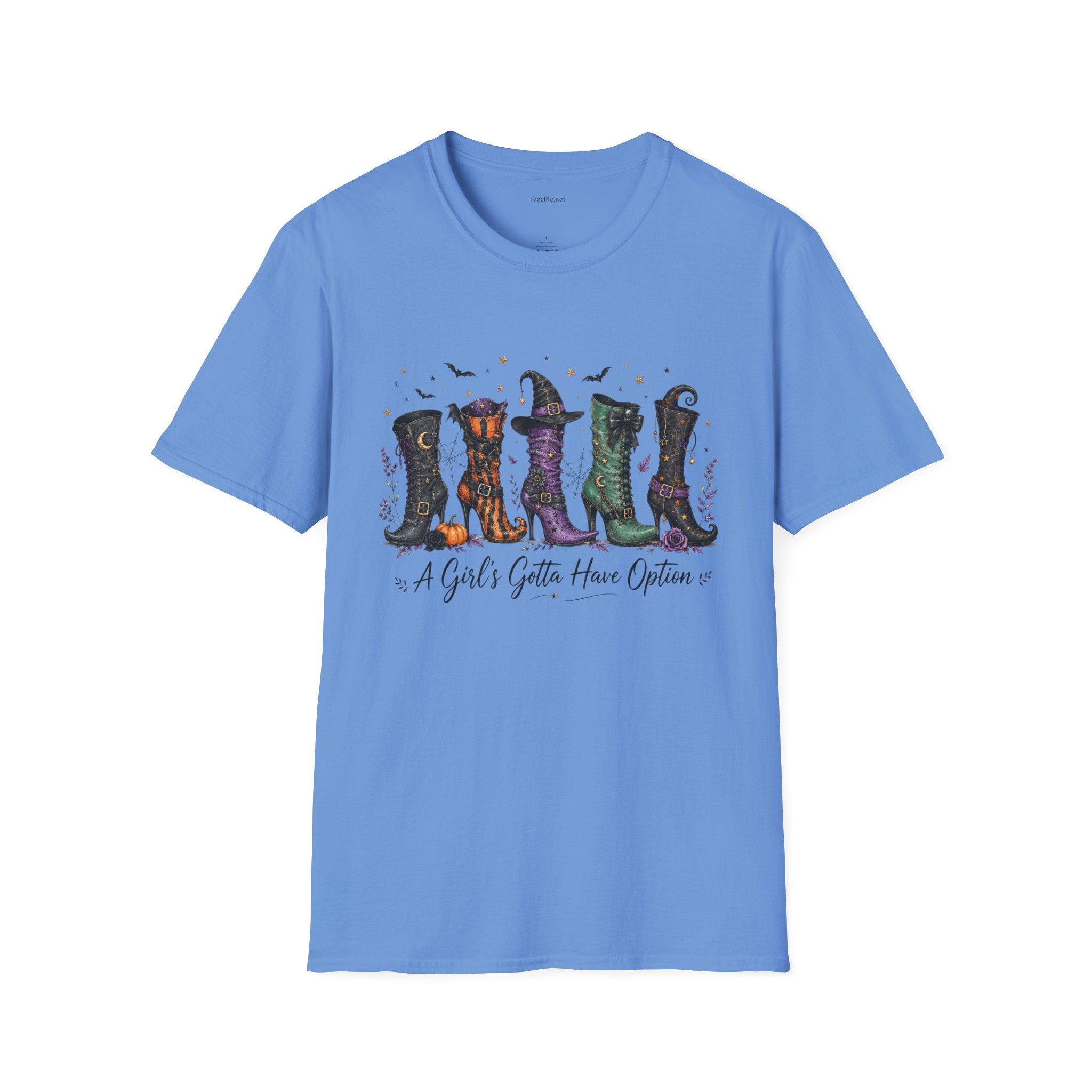 Halloween Witch Boots T-Shirt — "A Girl's Gotta Have Options" Graphic Tee