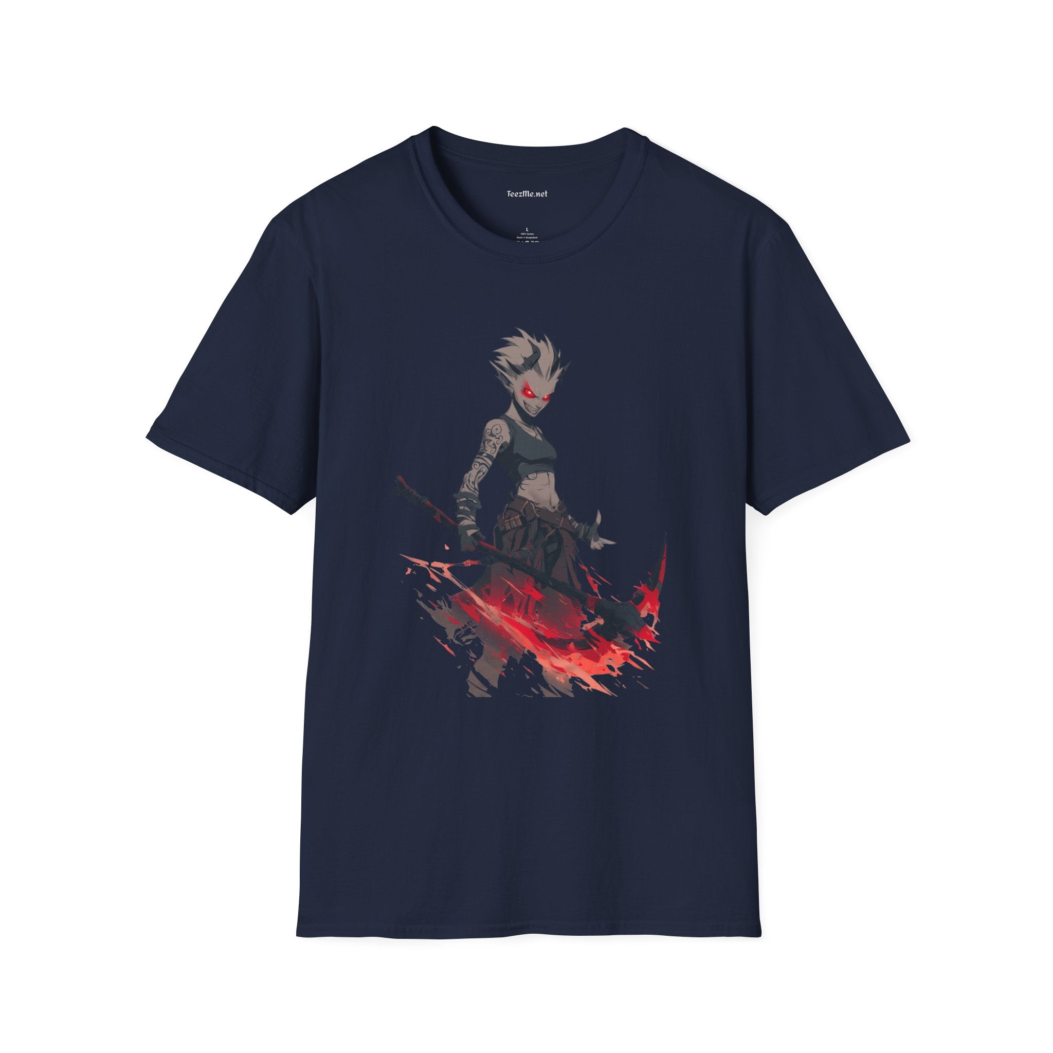 Anime Demon Girl Unisex Softstyle T-Shirt 100% Cotton Graphic