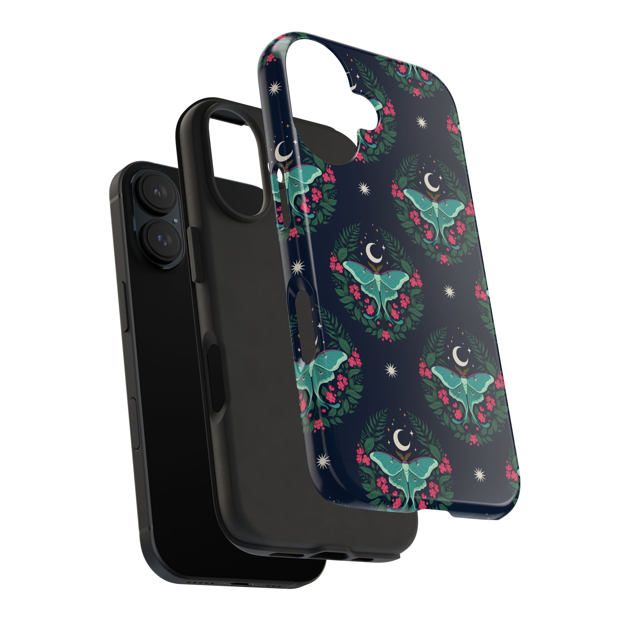 Moon Moth Tough Phone Case — Botanical Nightscape Protective Cover