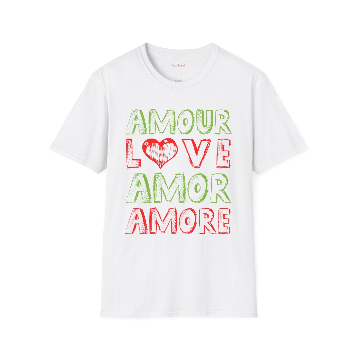 Amour Love Amor Amore Unisex Softstyle T-Shirt 100% Cotton Graphic