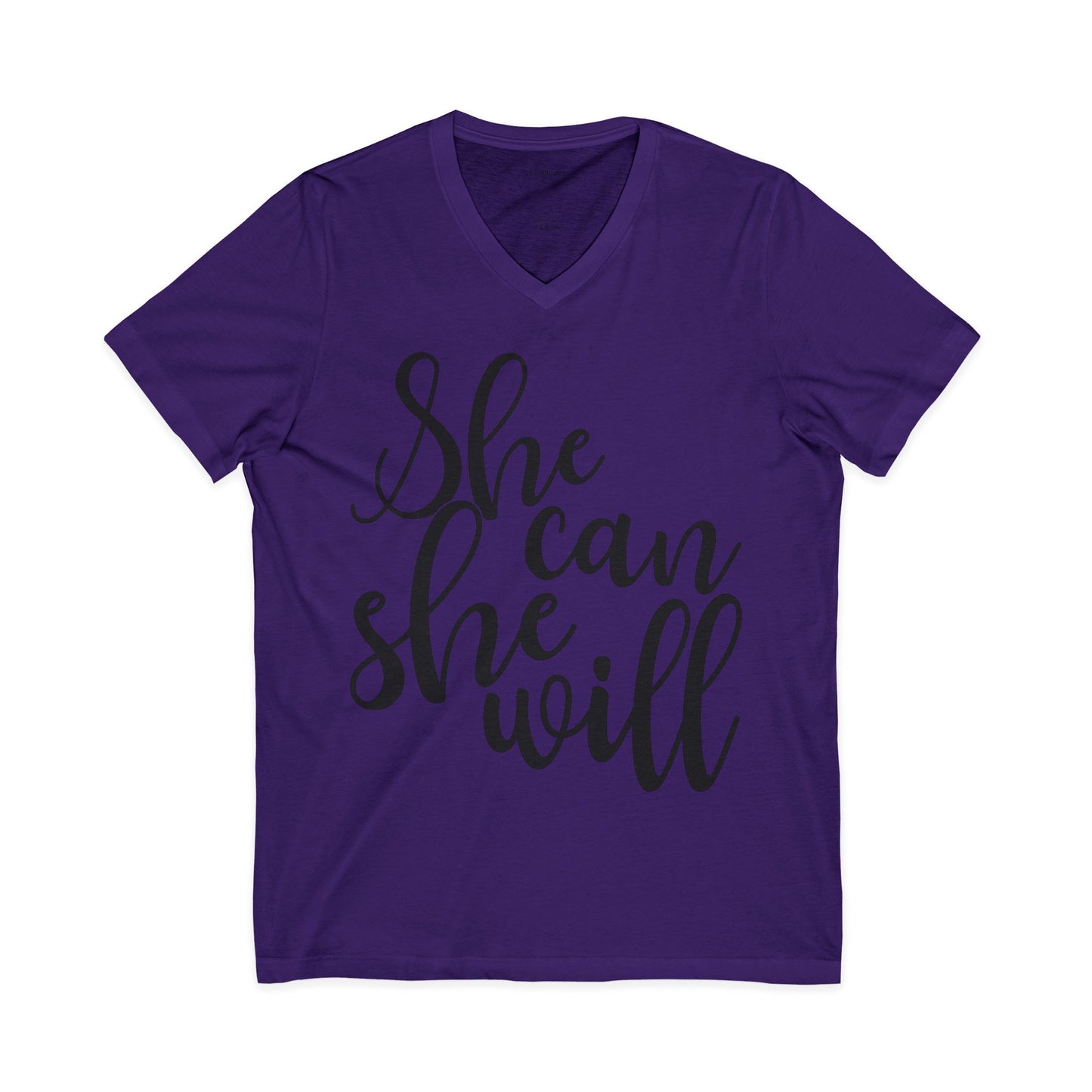 She Can She Will Unisex Jersey Short Sleeve V-Neck Tee