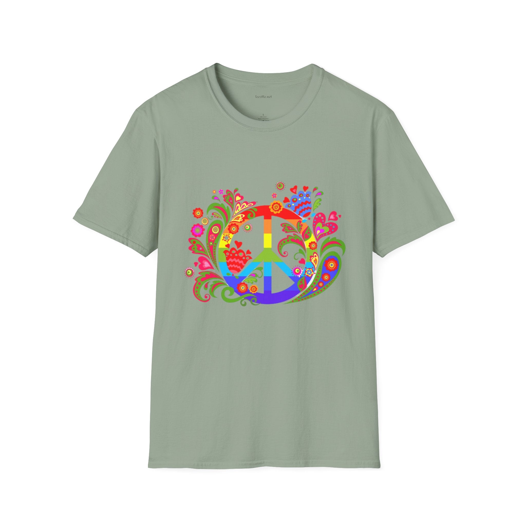 Peace sign illustration - Unisex Softstyle T-Shirt 100% Cotton Graphic