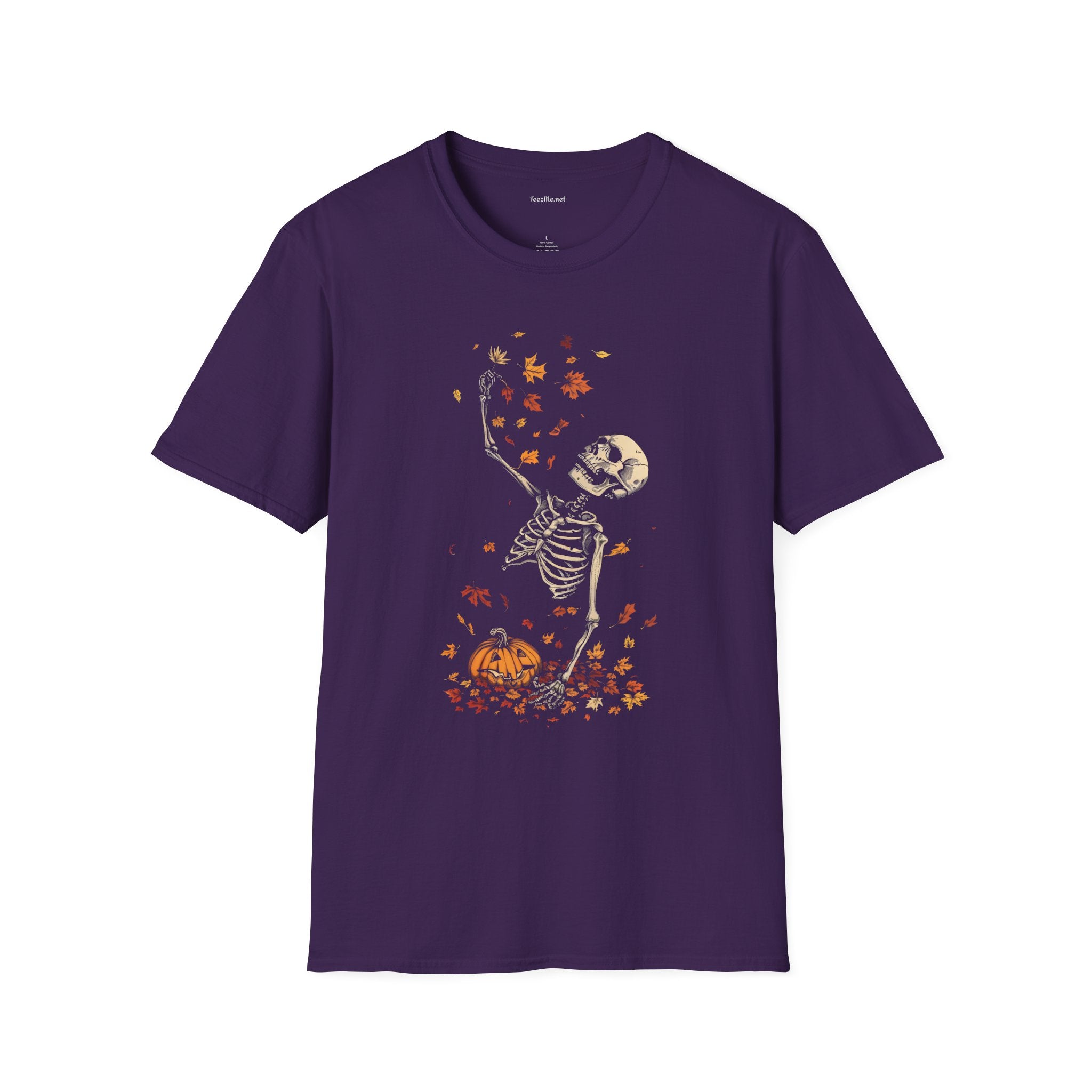 Skeleton & Falling Leaves Halloween T-Shirt