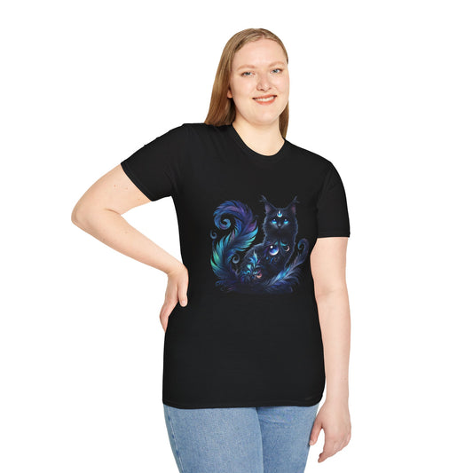 Black Spiritual Cat - Shirt 100% Cotton Graphic