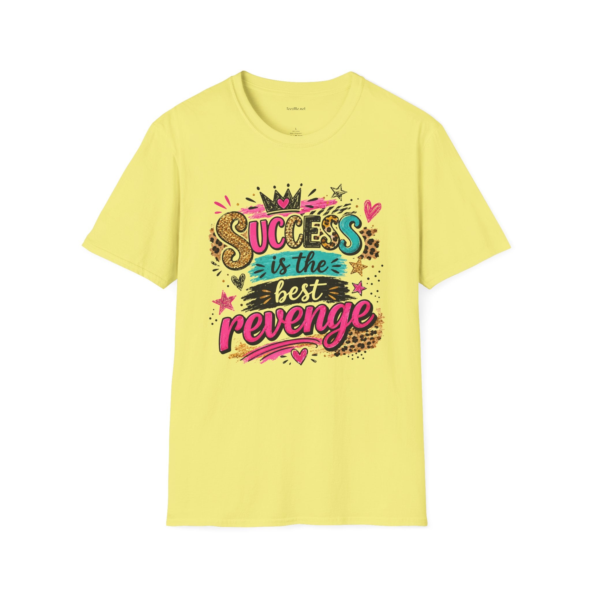 Success Is The Best Revenge T-Shirt — Leopard Print Graphic Tee, Motivational Gift