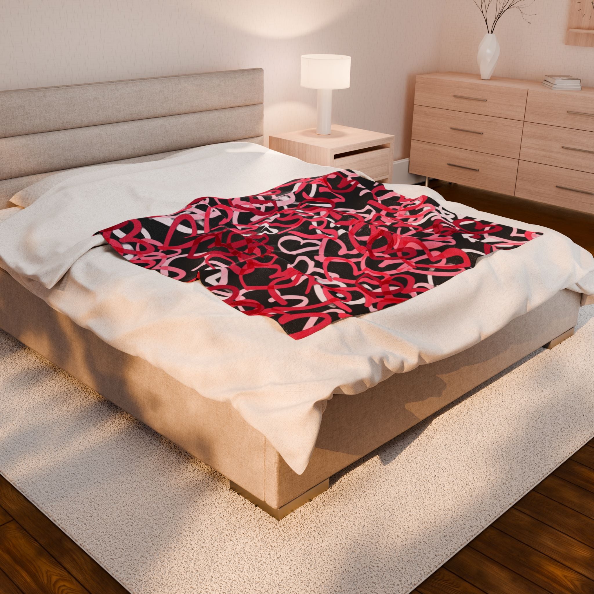 Hearts for Her Velveteen Plush Blanket