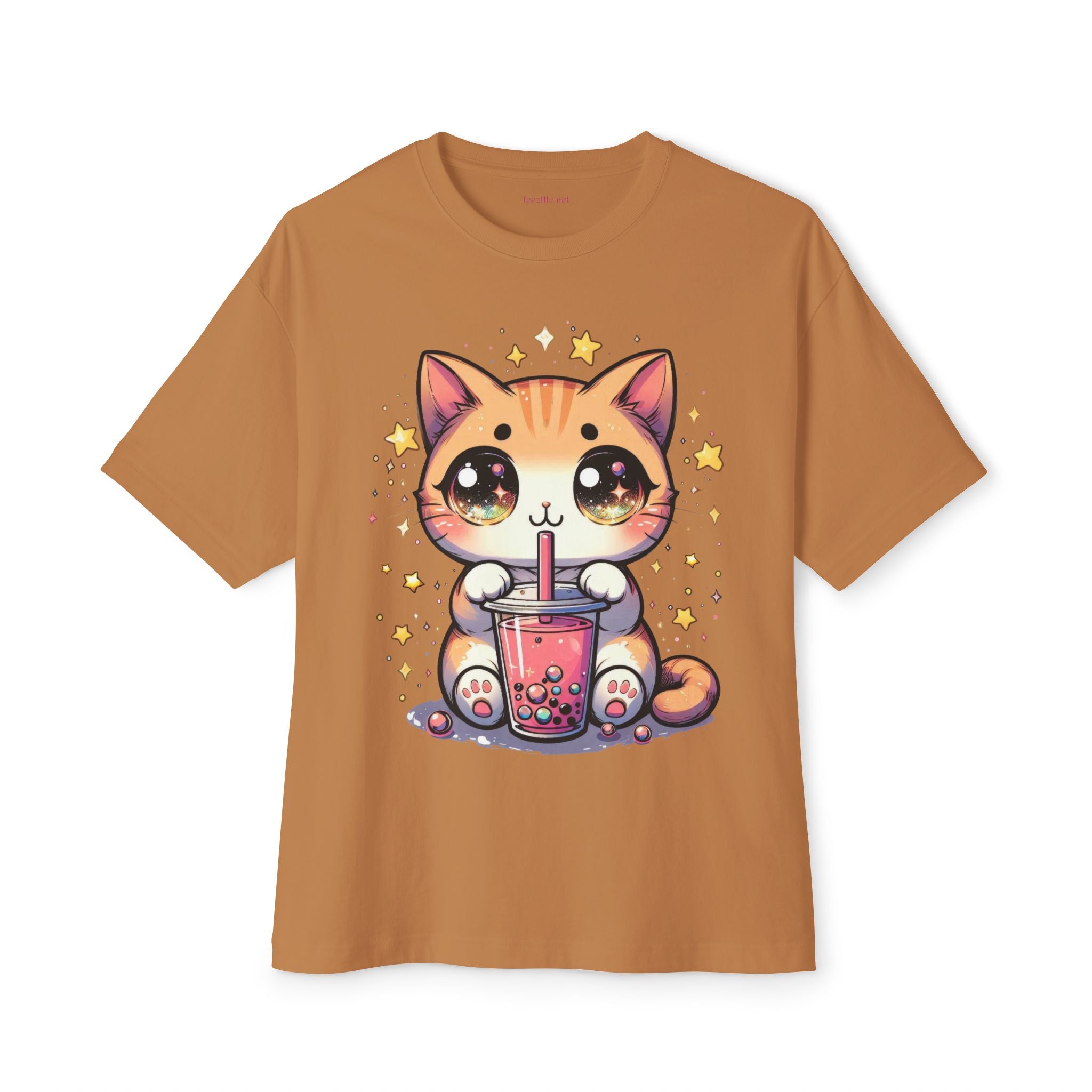 Anime Cat Bubble Tea  (1) Unisex Oversized Boxy Tee