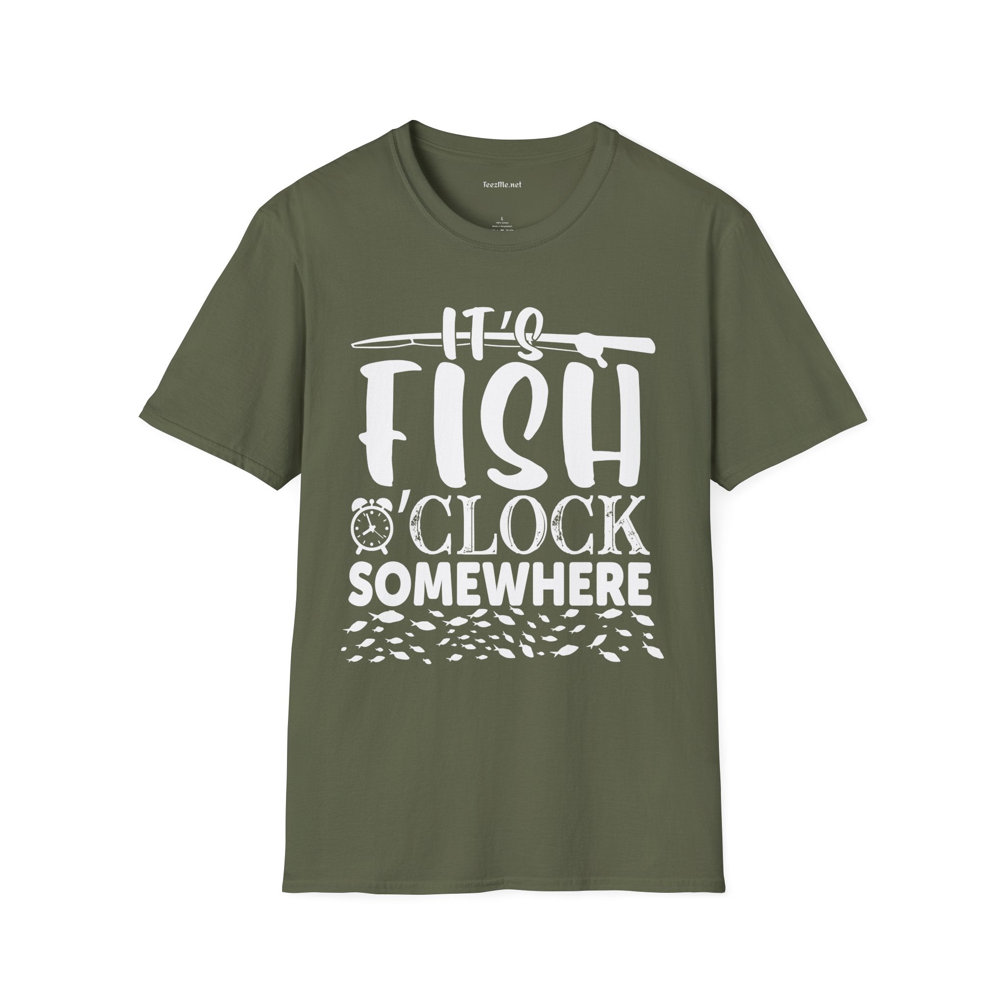 It's Fish O'clock Somewhere Unisex Soft Style T-Shirt 100% Cotton Graphic