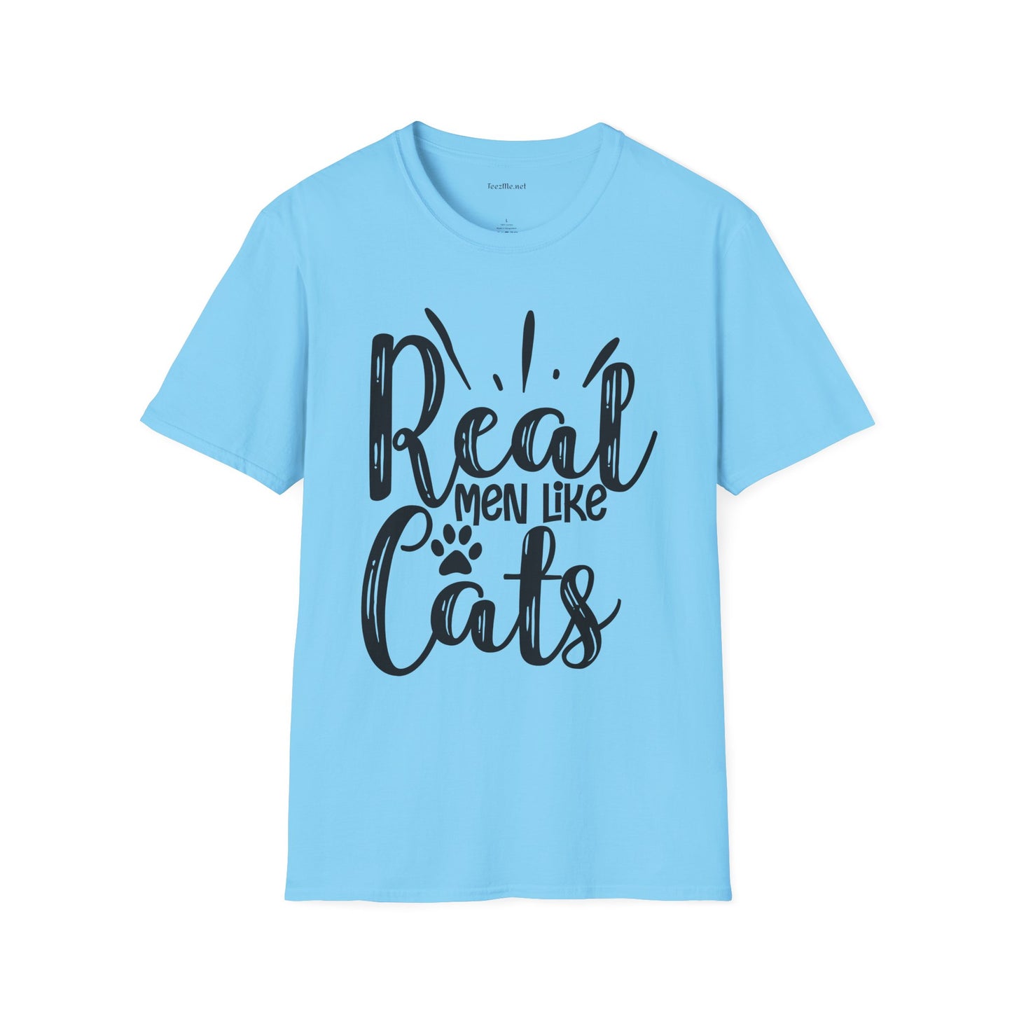 Real Men Like Cats Unisex Soft Style T-Shirt 100% Cotton Graphic