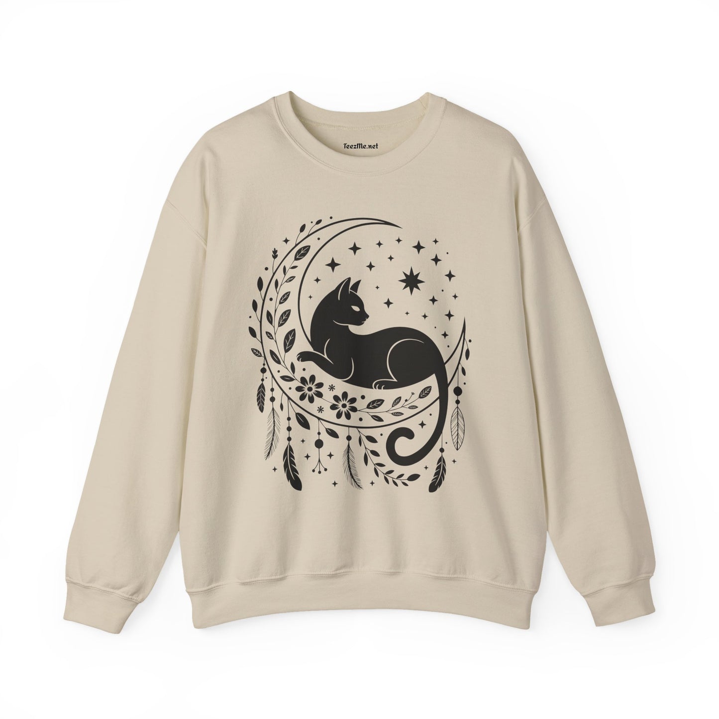 Black Cat Moon Silhouette Unisex Heavy Blend™ Crewneck Sweatshirt Graphic