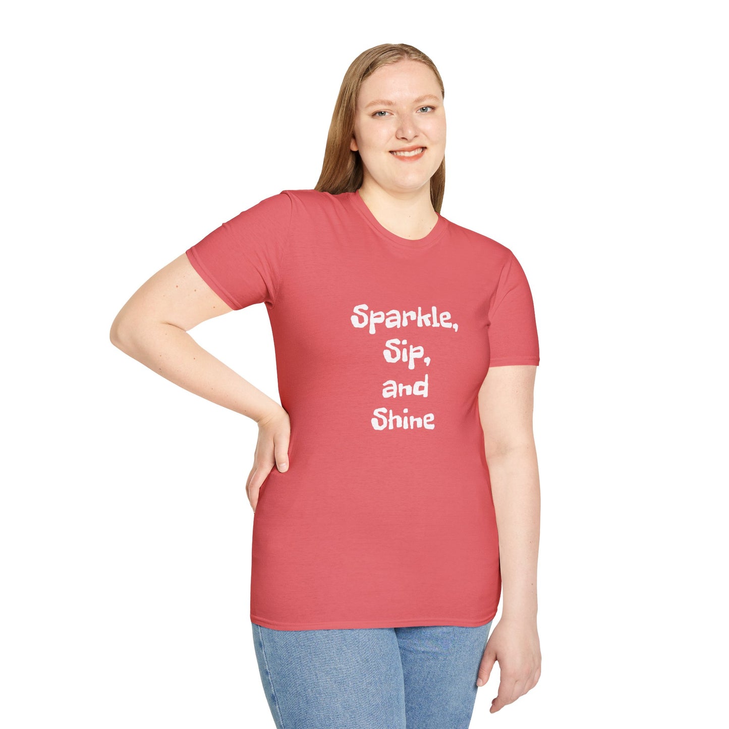Sparkle, sip, and shine - Unisex Softstyle T-Shirt 100% Cotton Graphic