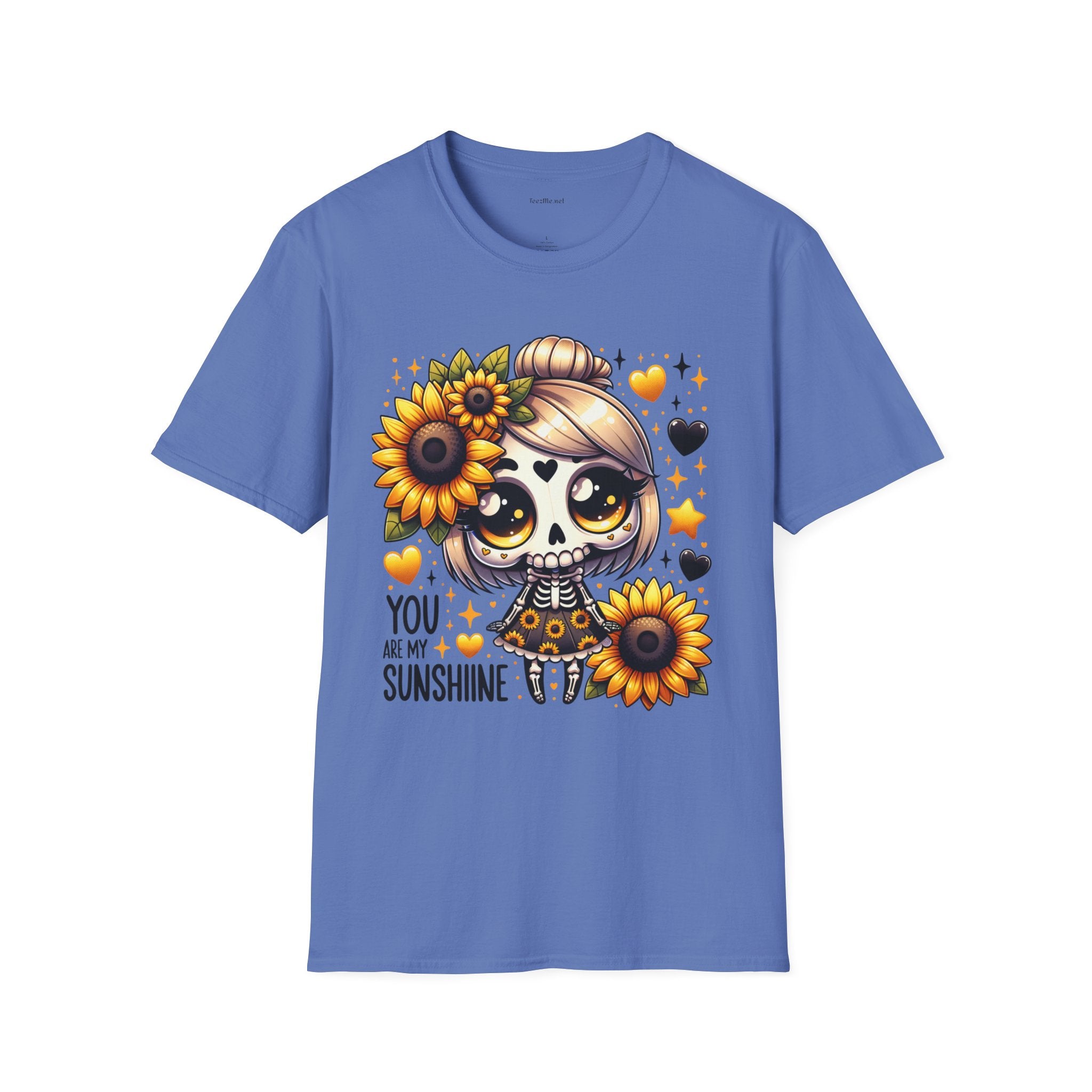 Sunflower Day of the Dead Tee — "You Are My Sunshine" Cute Sugar Skull Shirt