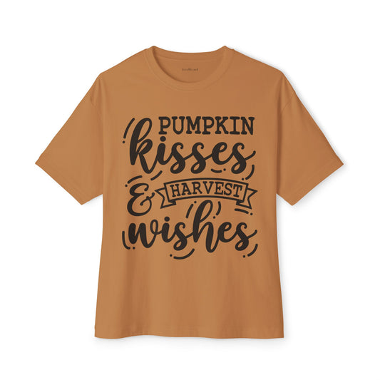 Pumpkin Kisses and Harvest Wishes Unisex Oversized Boxy Tee