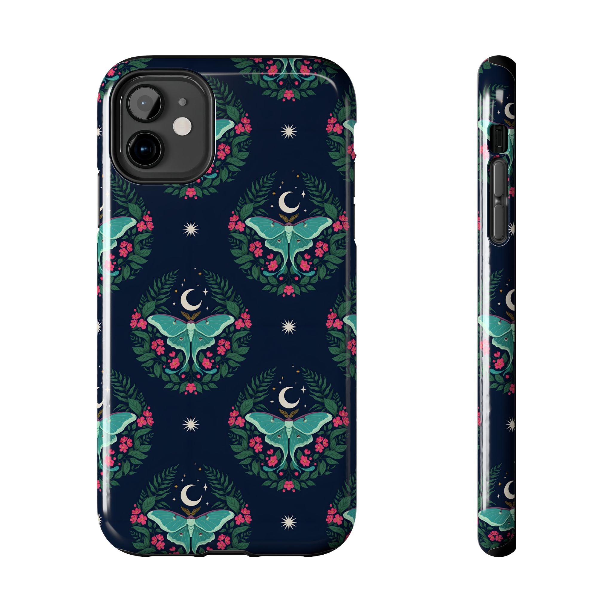 Moon Moth Tough Phone Case — Botanical Nightscape Protective Cover