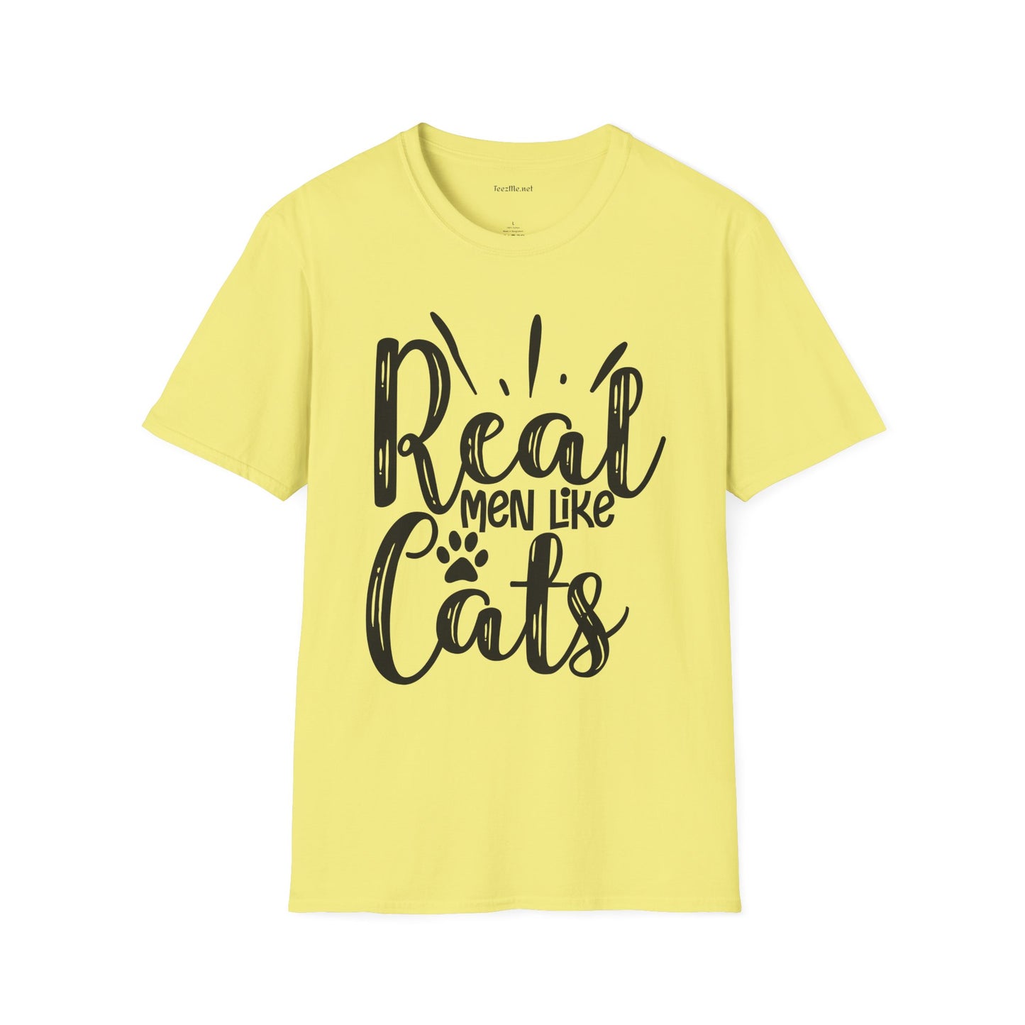 Real Men Like Cats Unisex Soft Style T-Shirt 100% Cotton Graphic