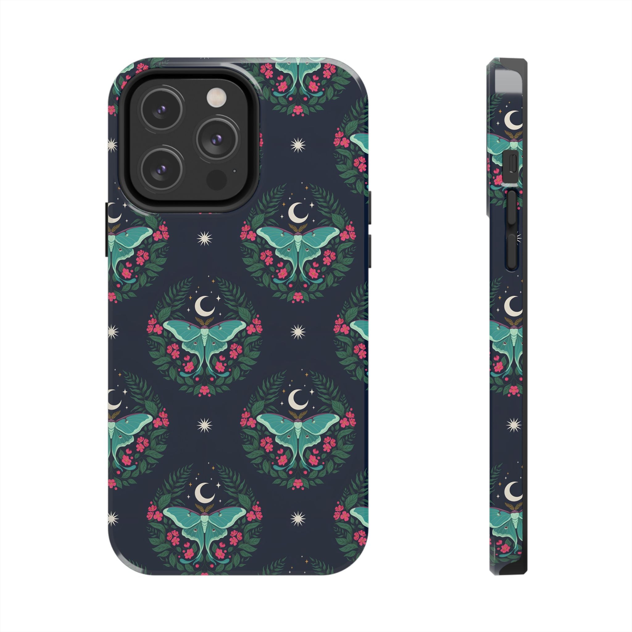 Moon Moth Tough Phone Case — Botanical Nightscape Protective Cover