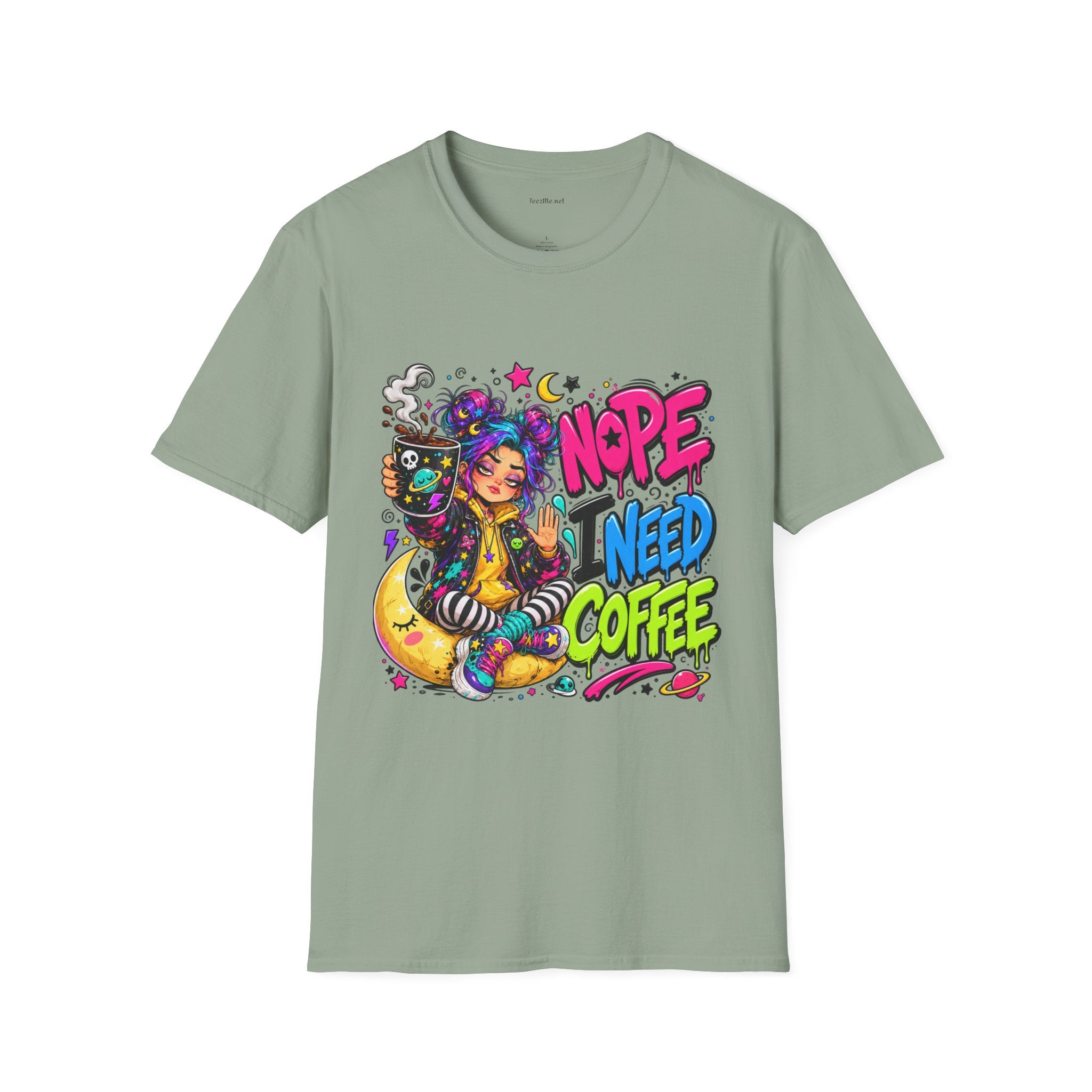 Nope I Need Coffee T‑Shirt — Colorful Coffee Lover Graphic Tee