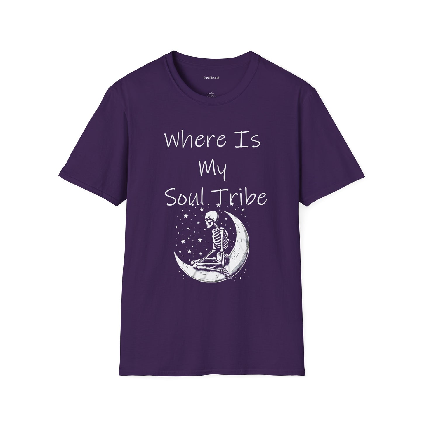 Where Is My Soul Tribe with Skeleton Unisex Soft Style T-Shirt 100% Cotton Graphic