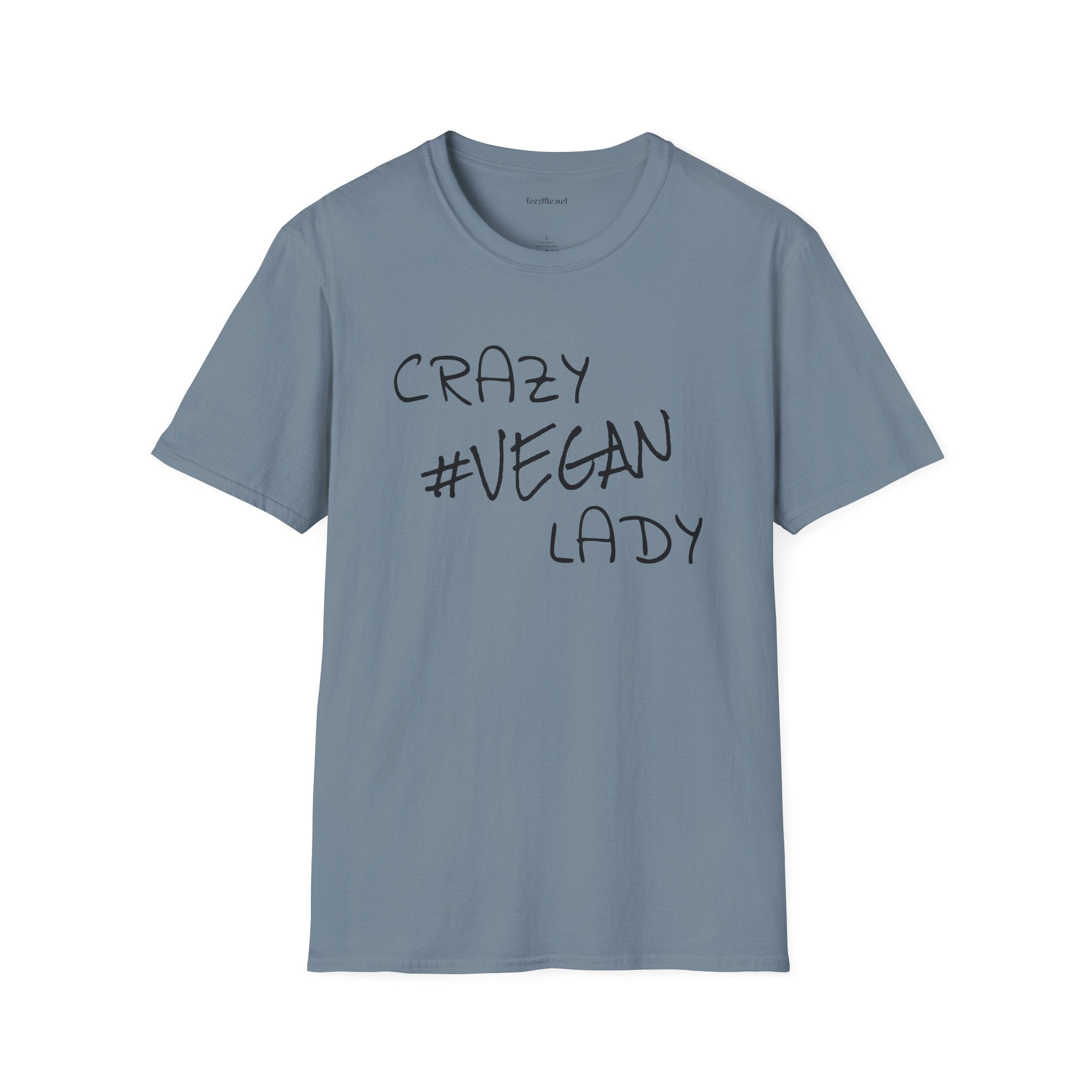 Crazy #Vegan Lady Unisex Softstyle T-Shirt 100% Cotton Graphic